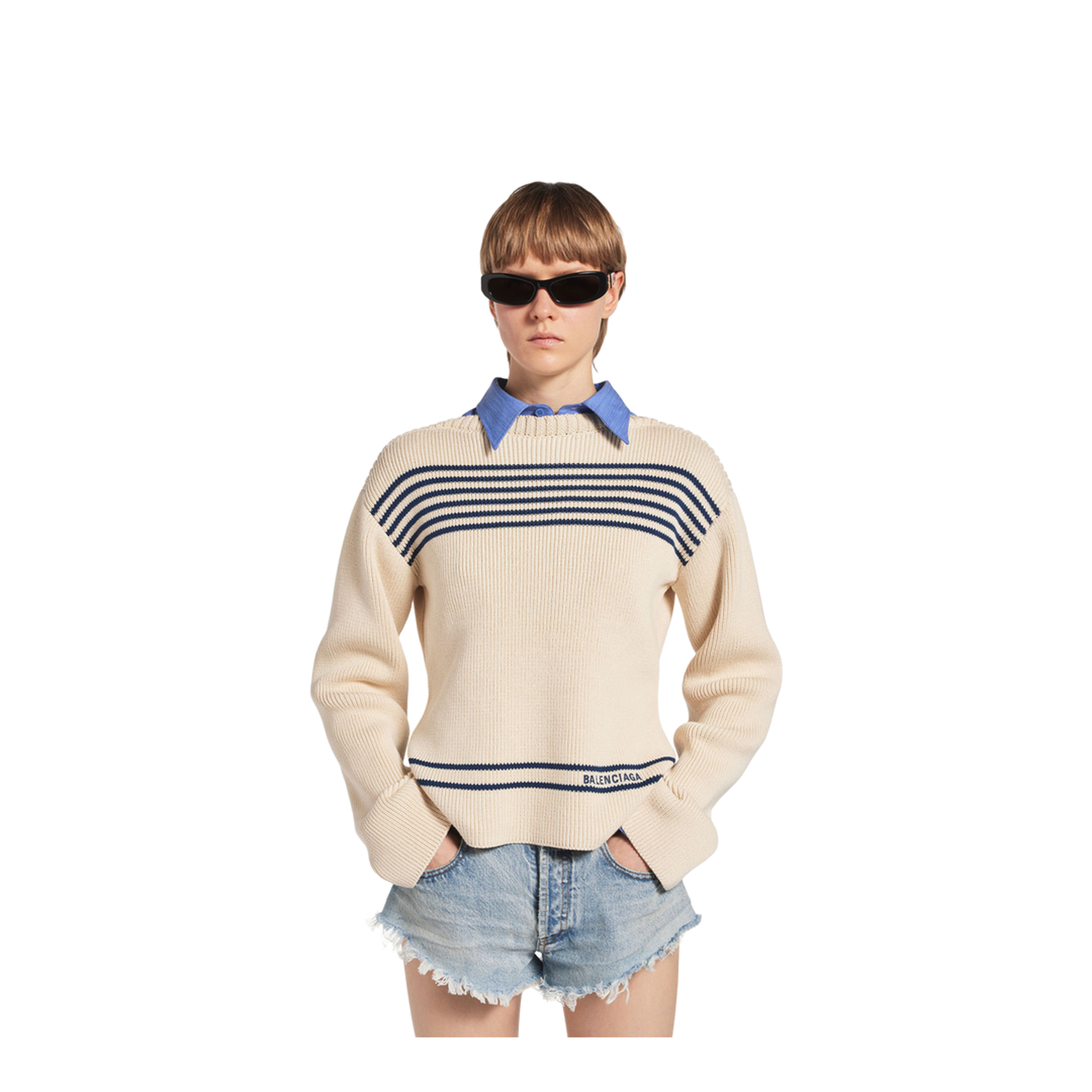 MAYFEYR - Balenciaga - Boatneck Sweater In Cotton Ribbed Knit - 876806T3461