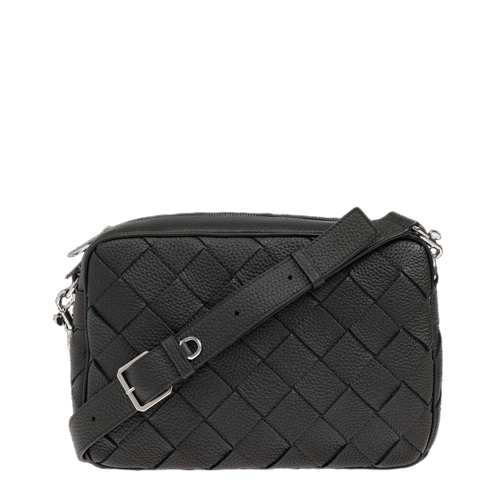 Intrecciato Leather Camera Bags - Dark green