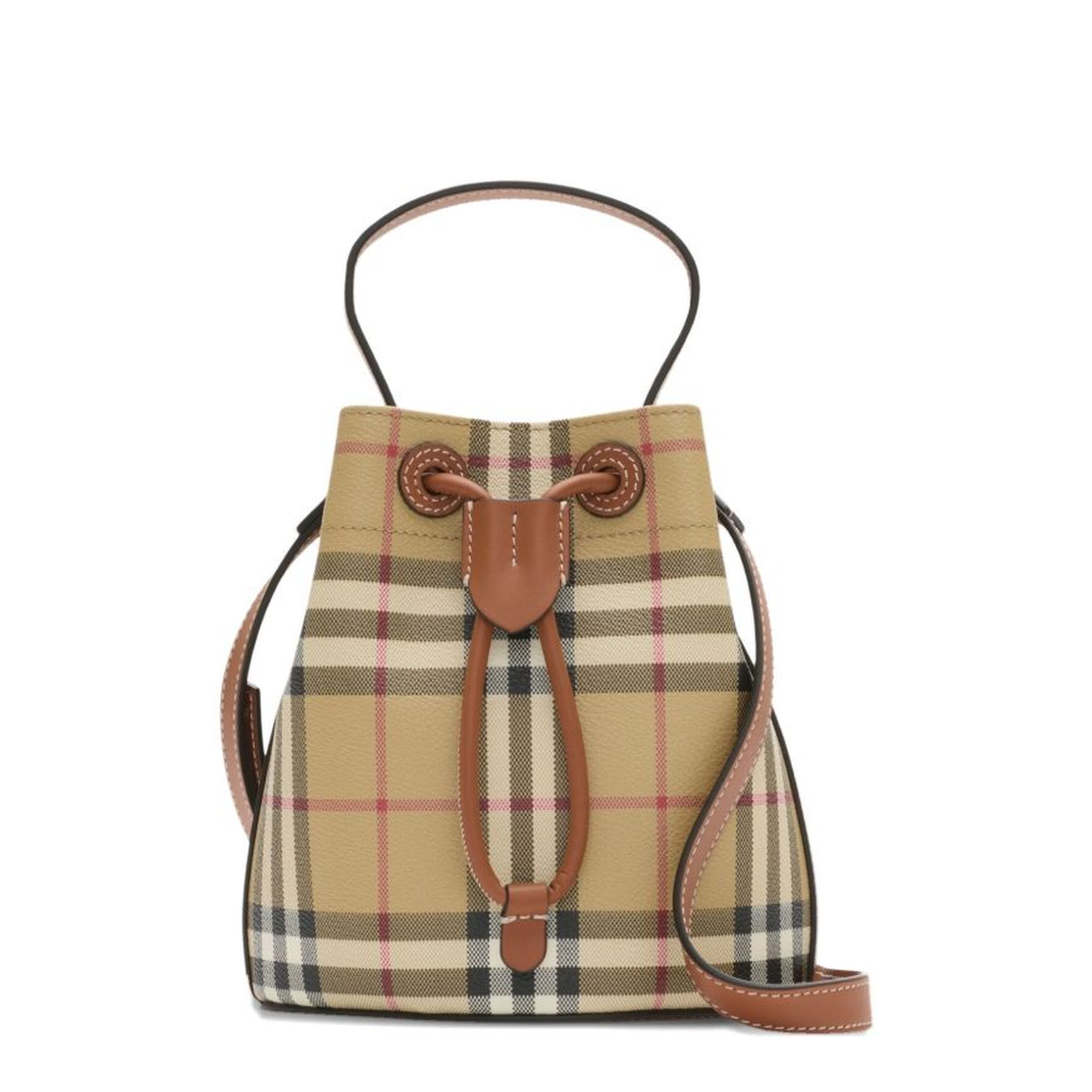 Check Mini Bucket Bag