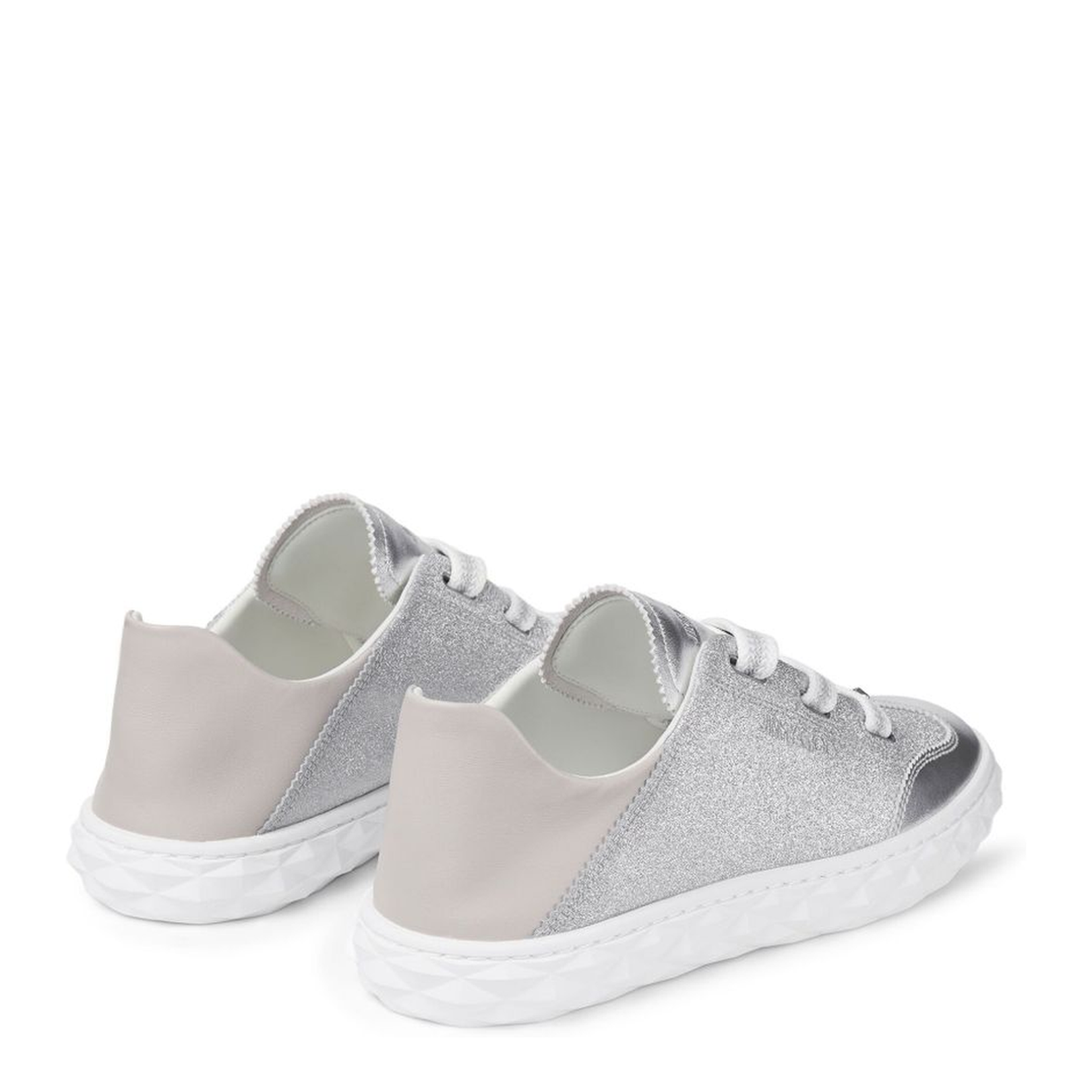Silver Glitter Leather Trainers