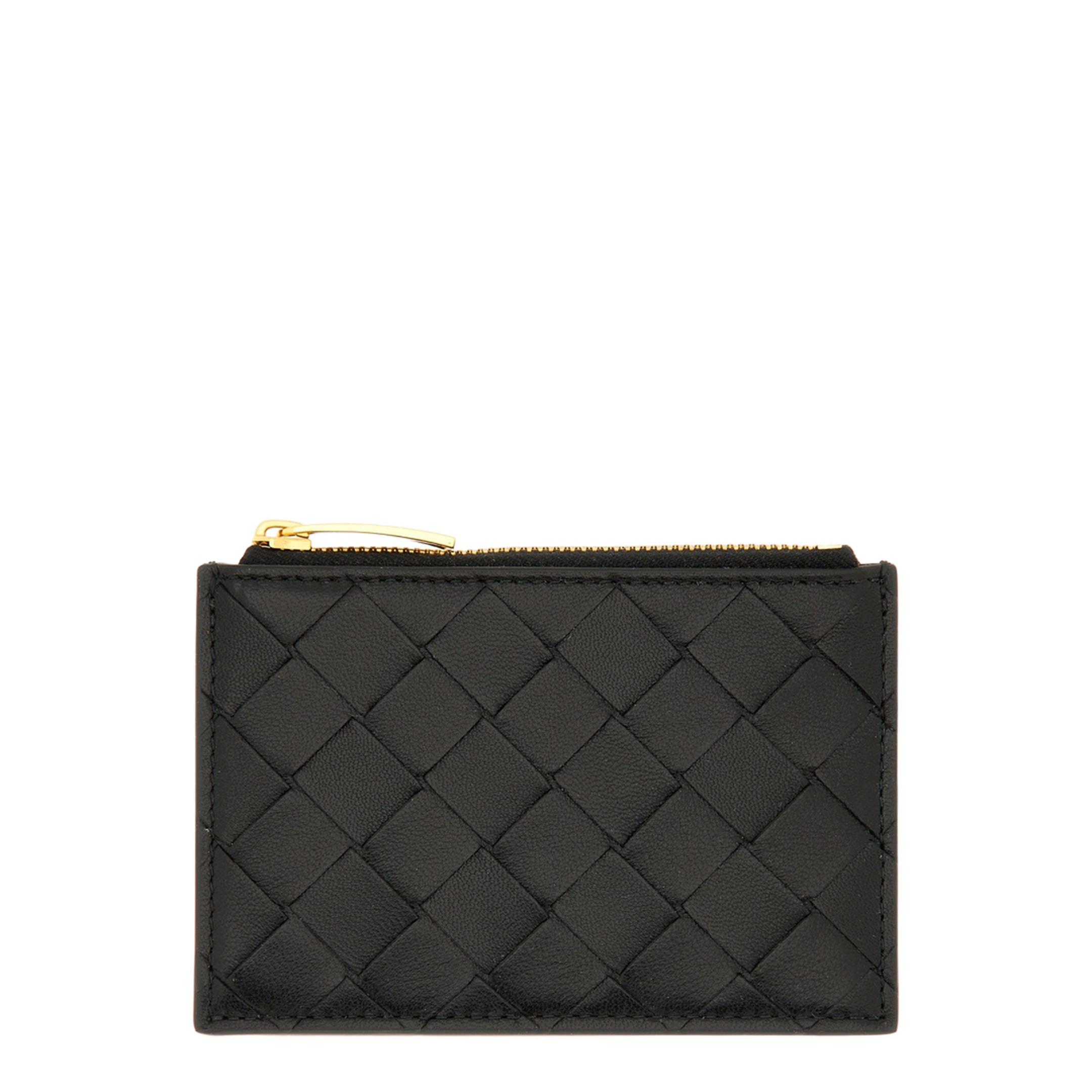 Woven Card Holder With Zipper in Black