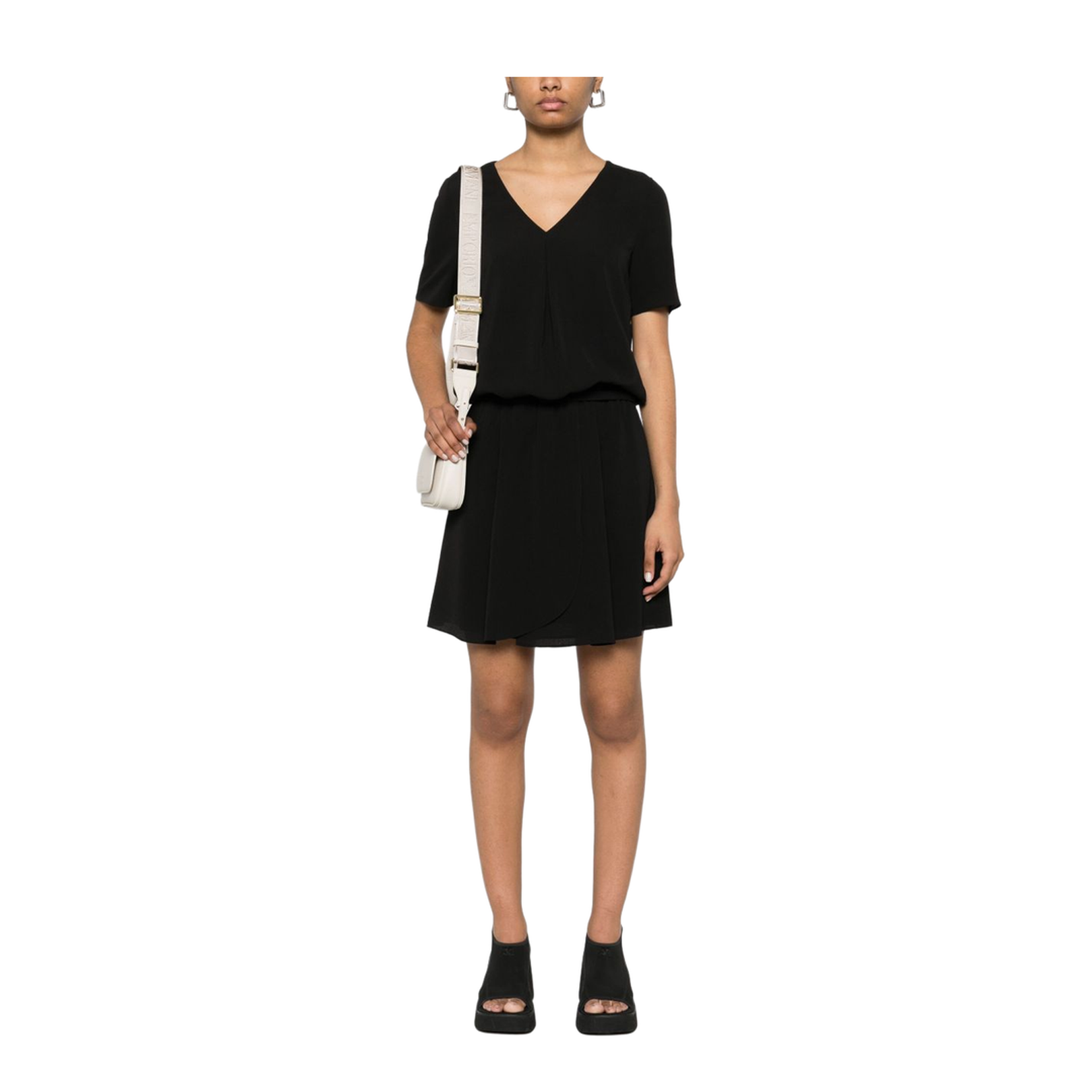 Elegant Black Dress with Short Sleeves