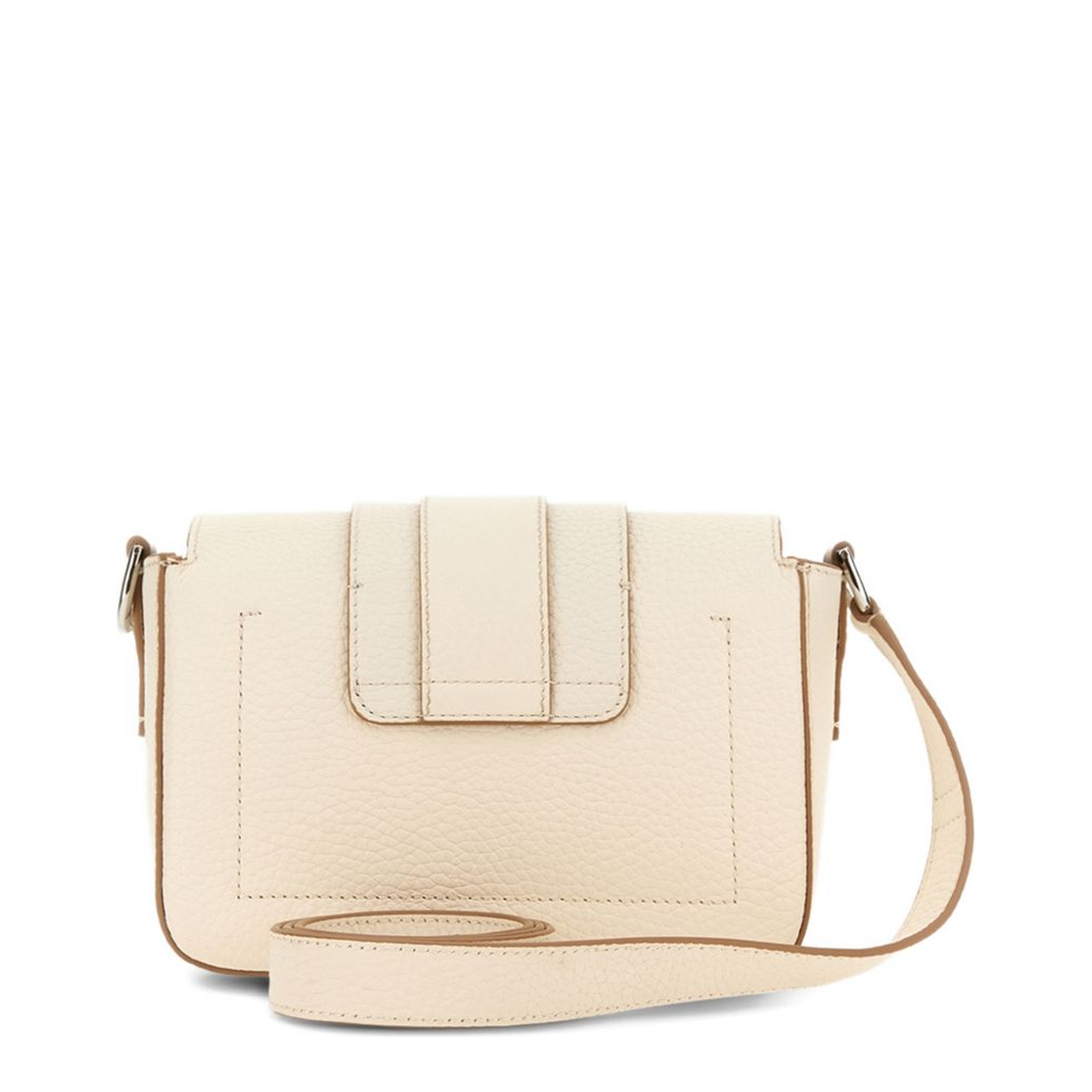 Trend Medium Hammered Leather Flap Bag - Light Beige