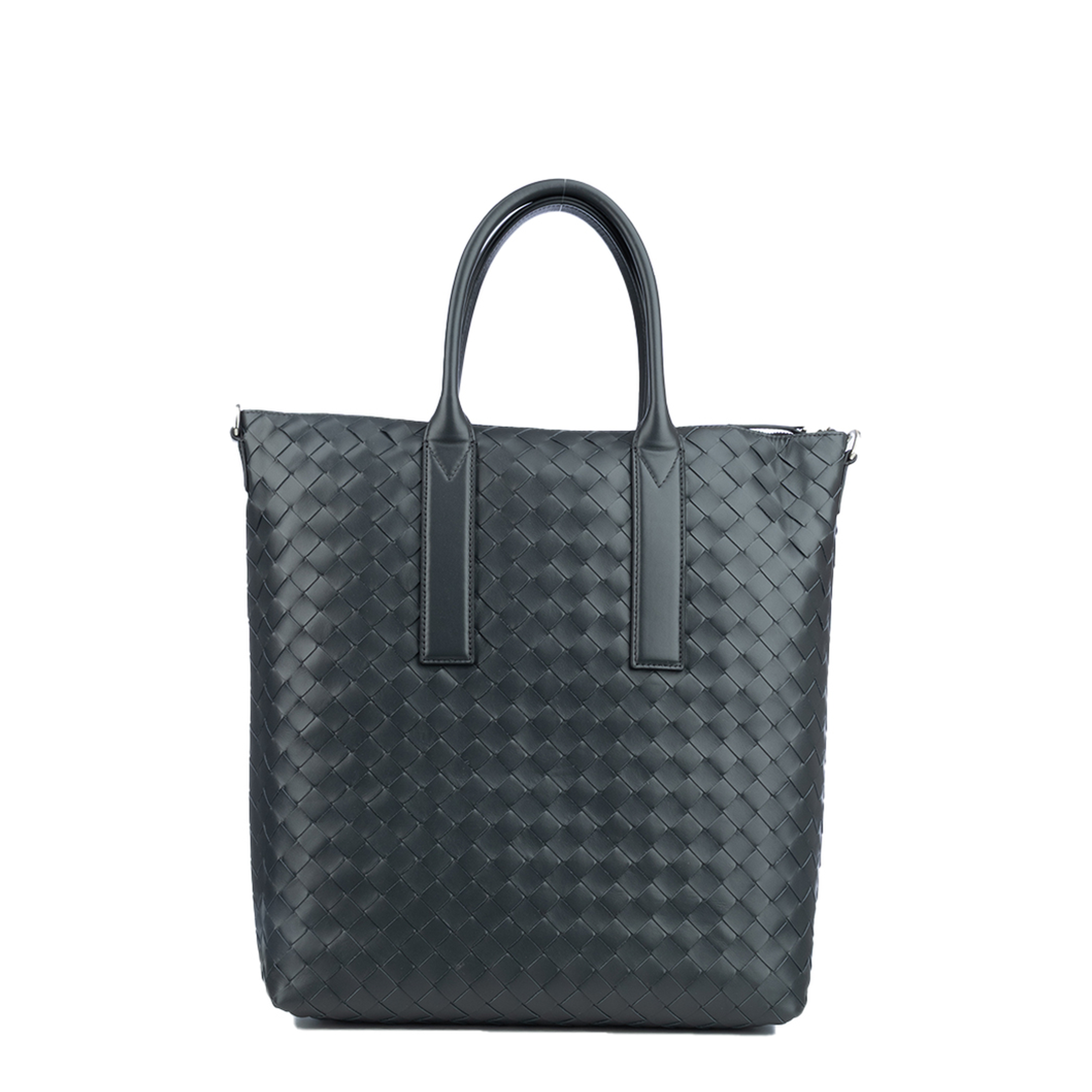 Intrecciato Leather Tote Bags - Black
