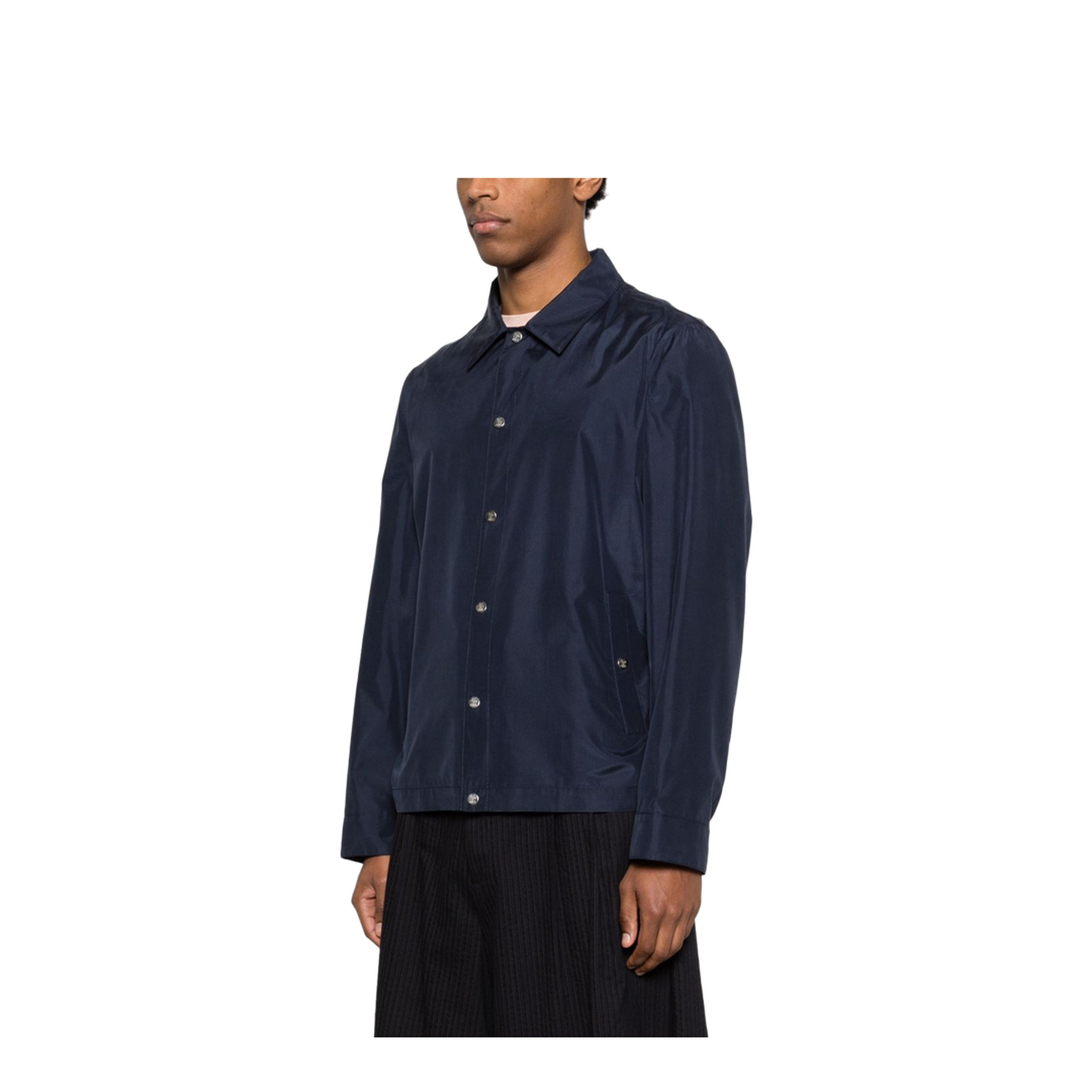 Buttoned Silk Jacket Blue