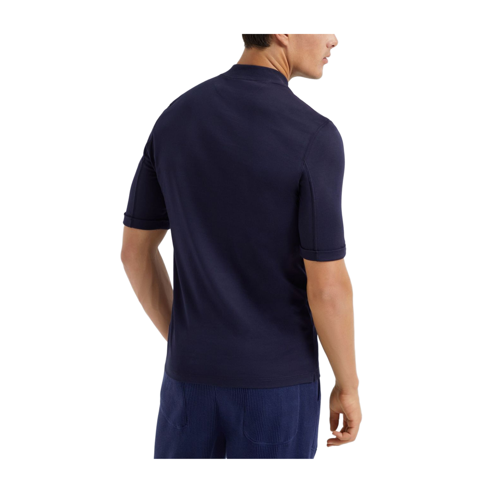 Mock Neck Cotton T-Shirt