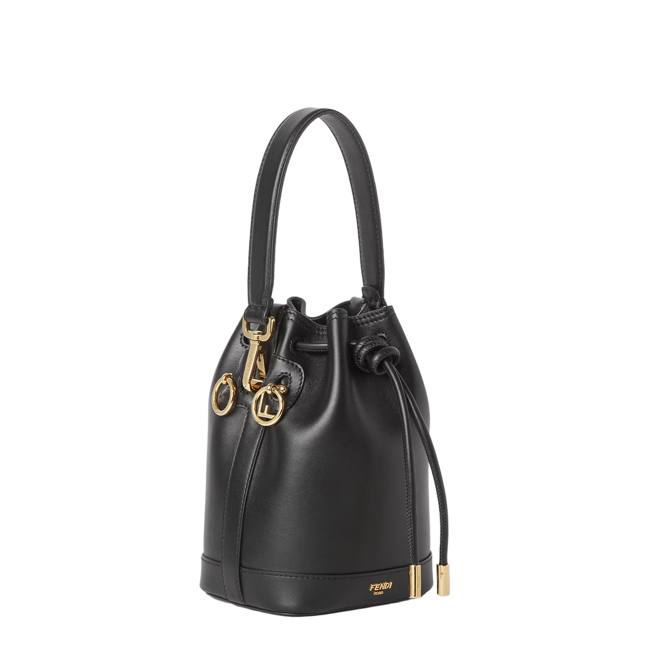 Mon Tresor Mini Leather Bucket Bags- Black