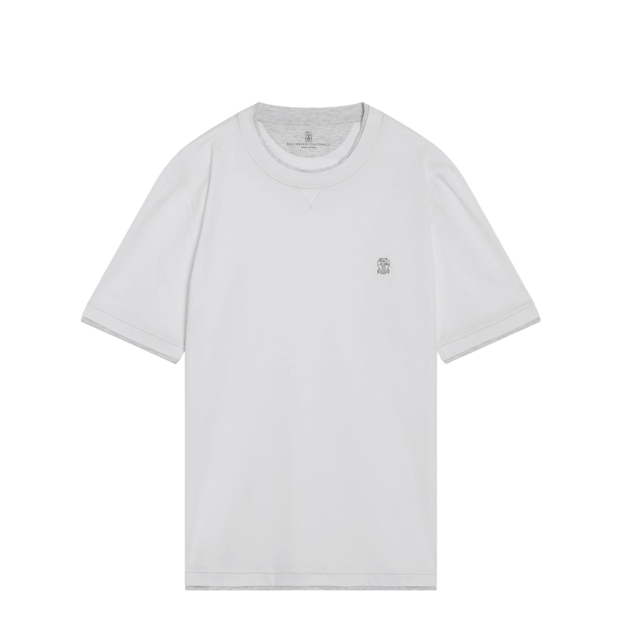 White T-shirt with Faux Layering Effect