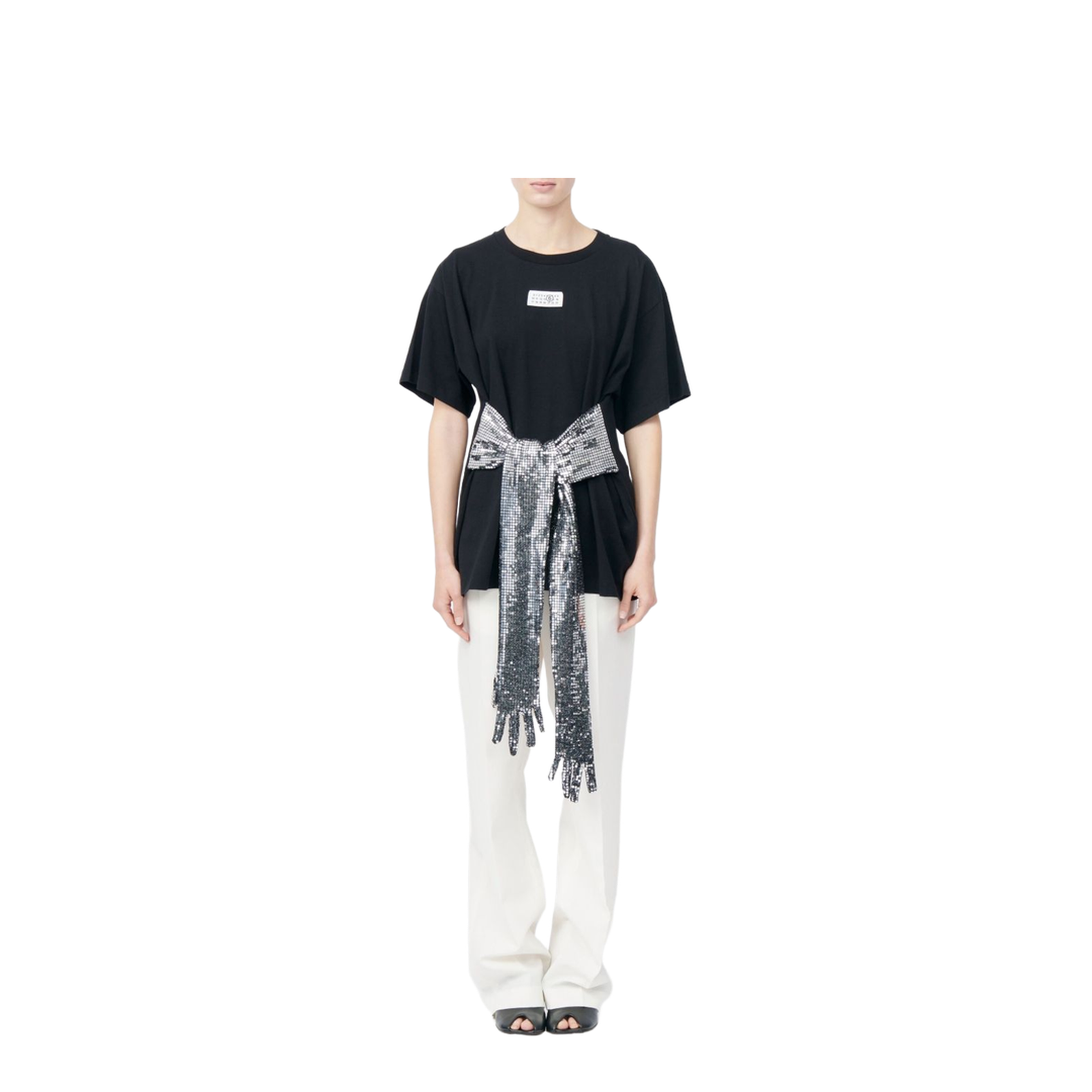 Black Cotton T-Shirt with Gloves