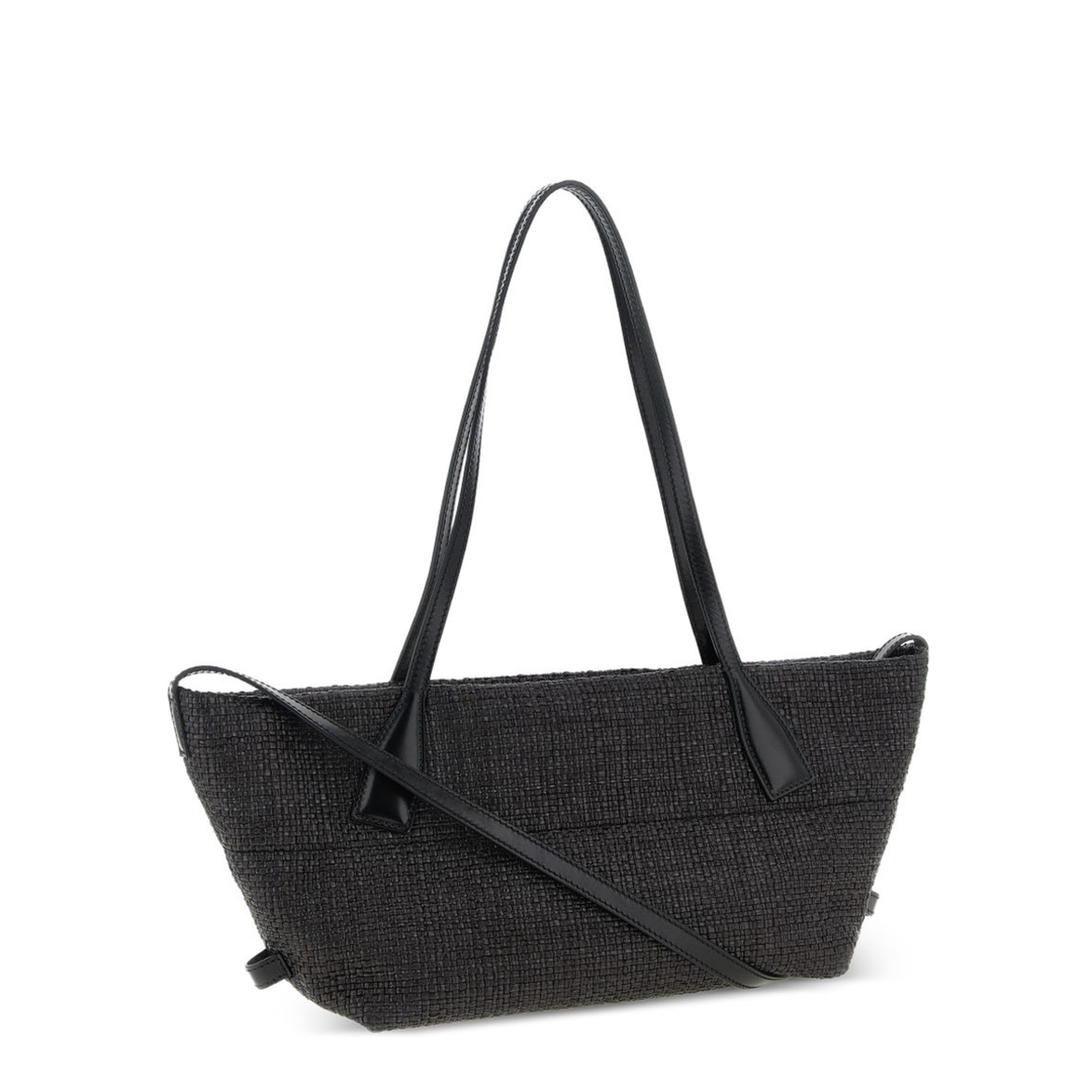 Small Track Tote Bag Raffia Black