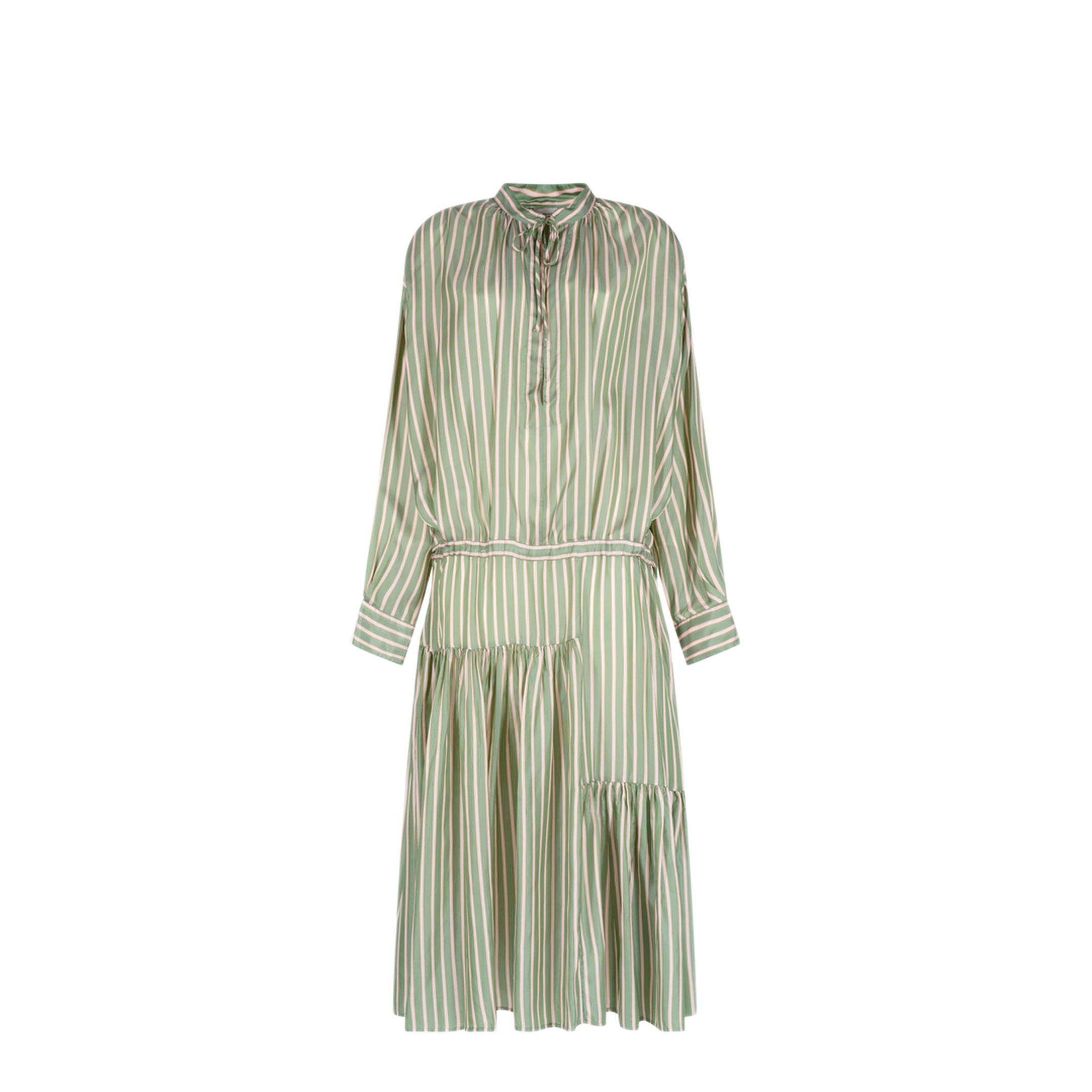 MAYFEYR - Dries Van Noten - Striped Long Dress With Drawstring Waist - 0110503274604