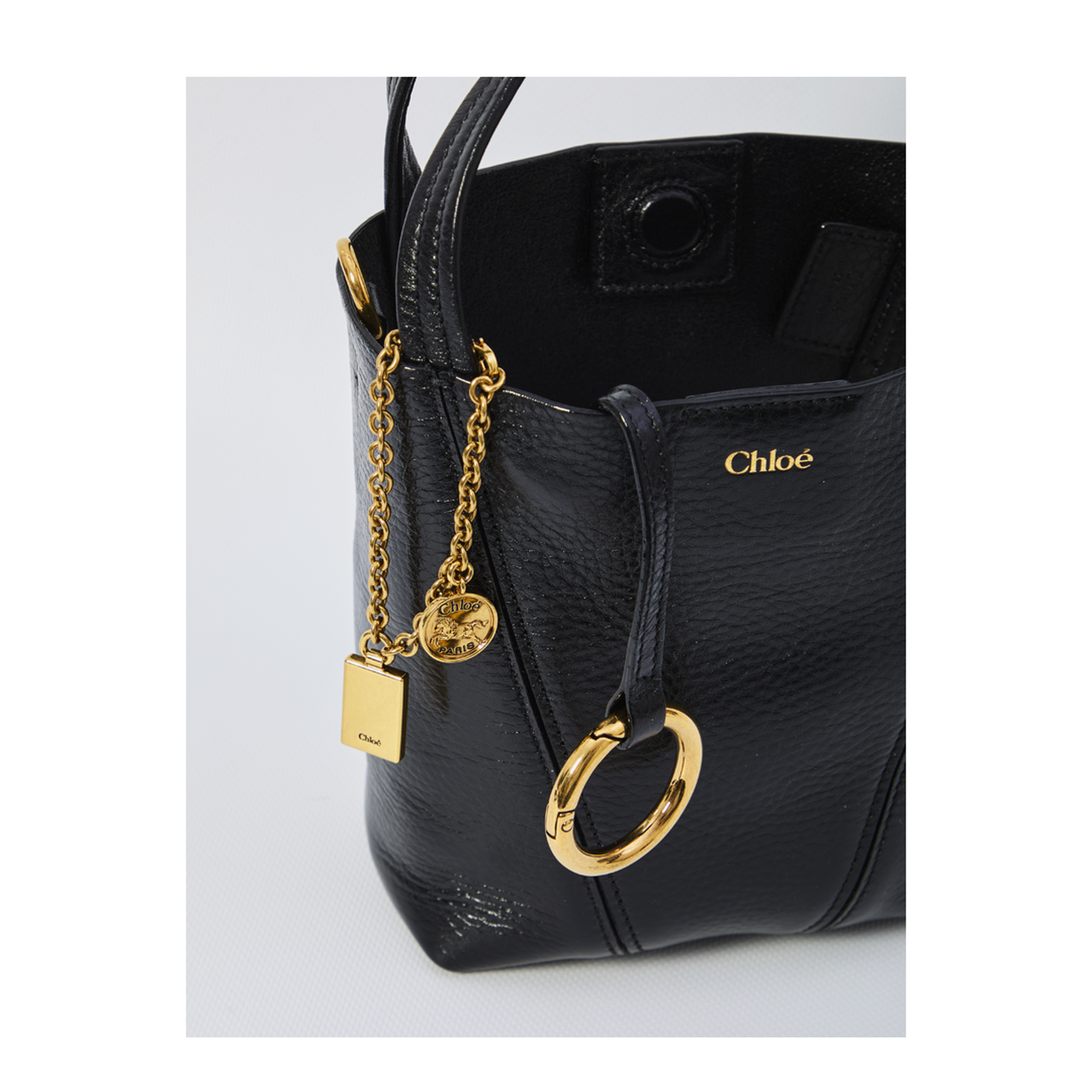 Small Spin Tote Bag in Grained Leather