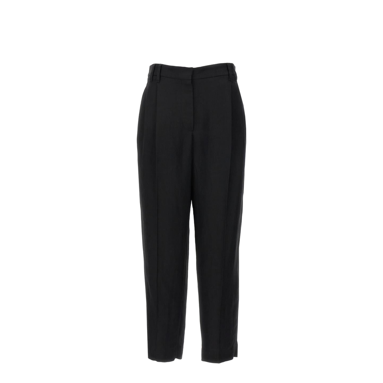 Slouchy Trousers in Viscose and Linen Fluid Twill with Moniline