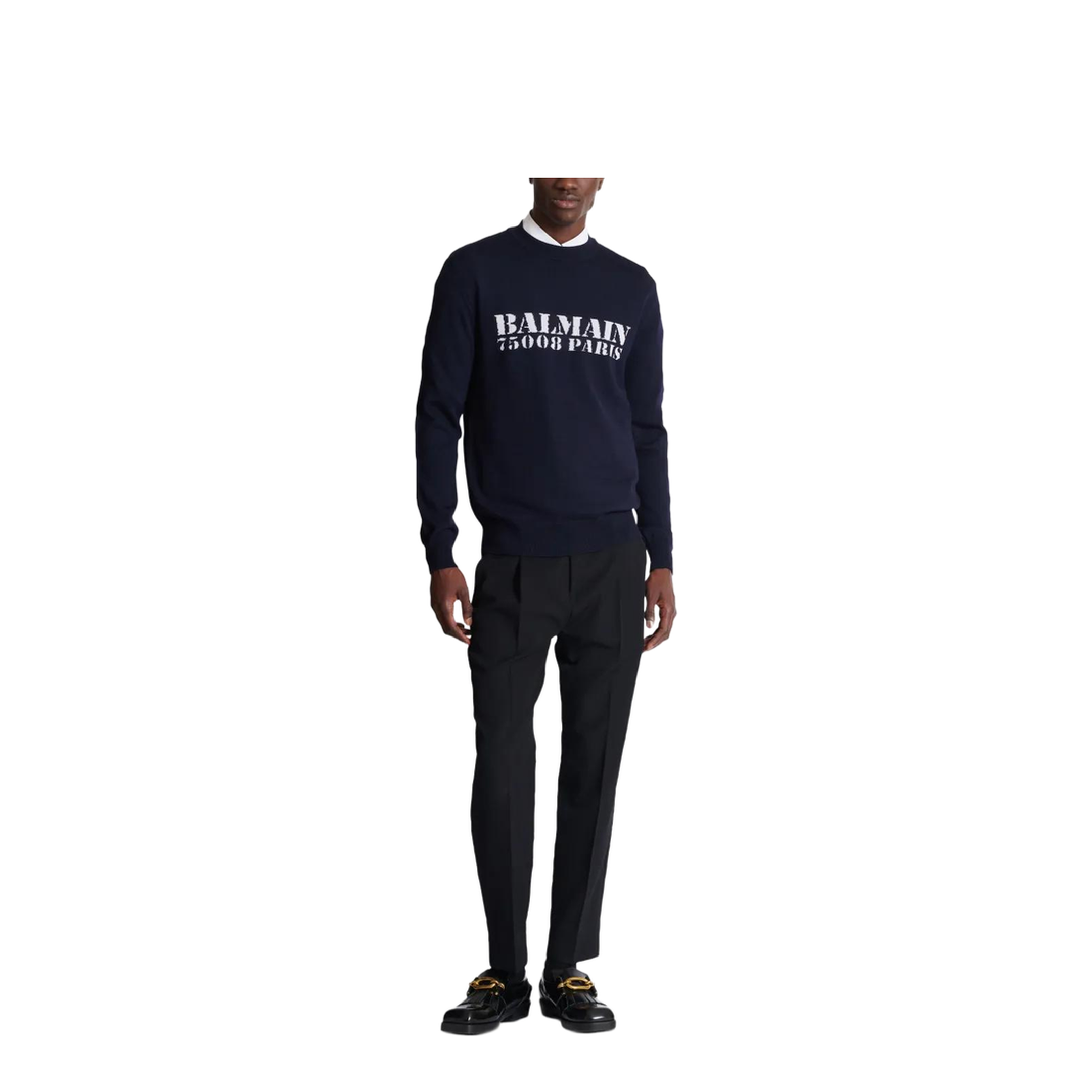 Wool Sweater with Logo Blue
