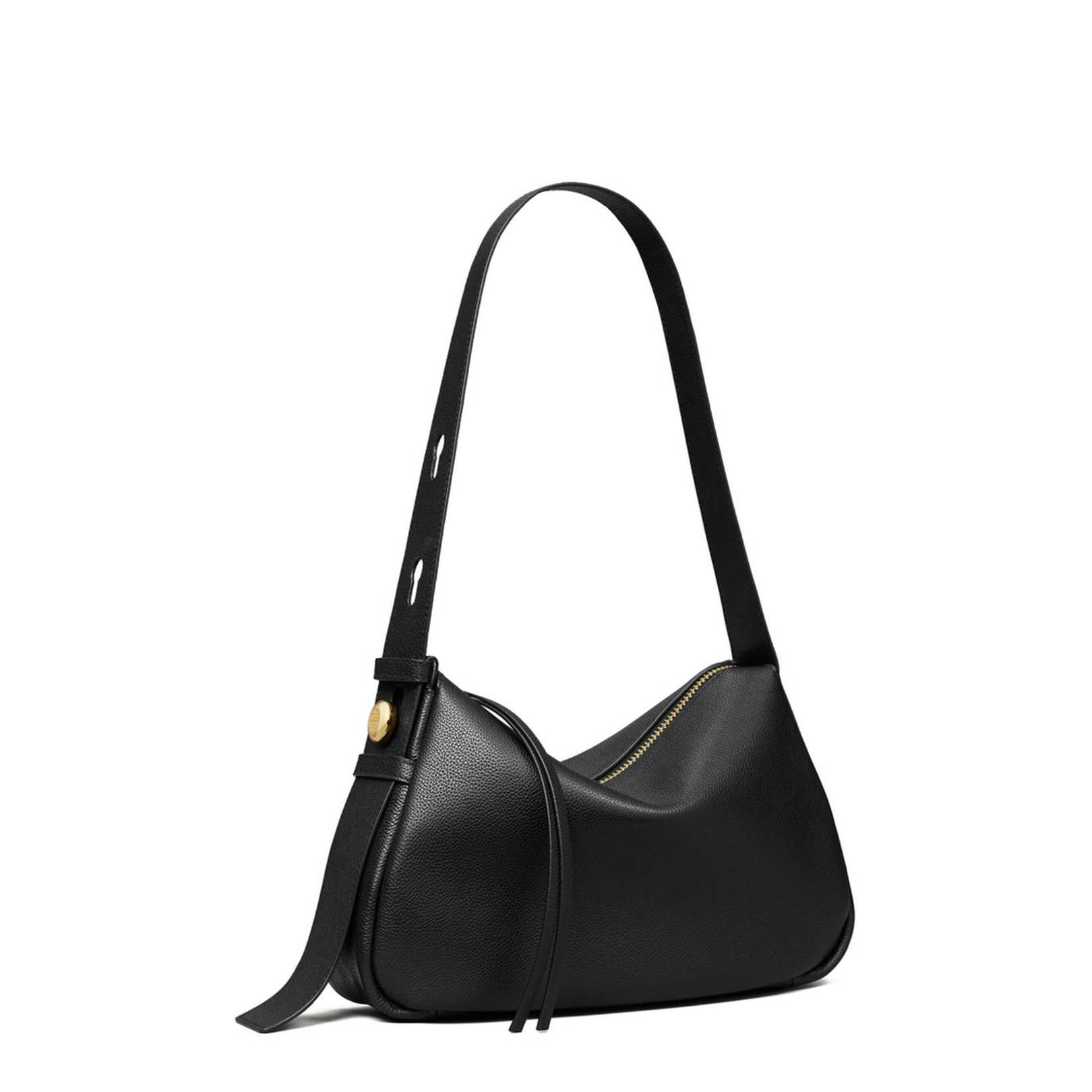 Romy Leather Shoulder Bag in Black