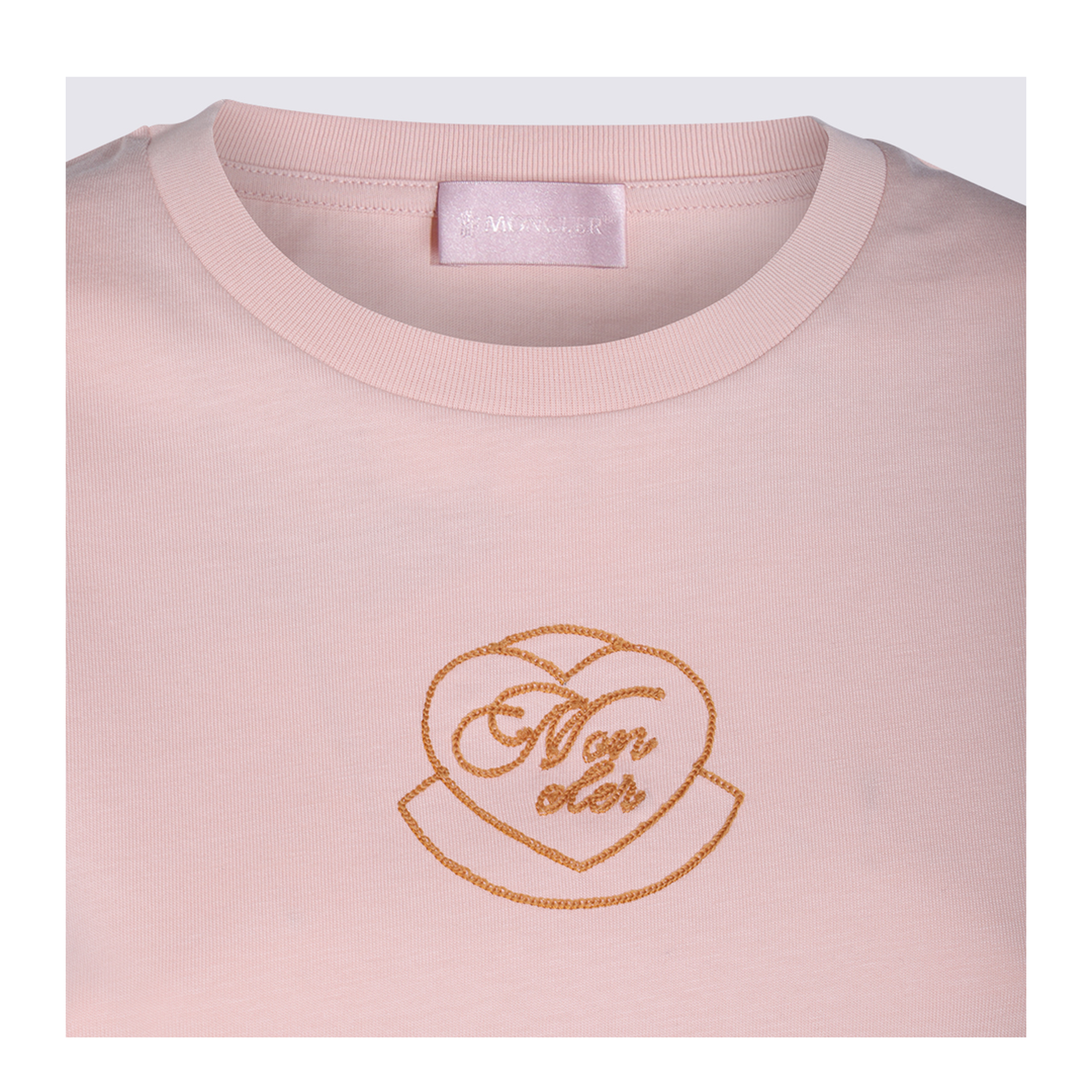 Light Pink Embroidered Heart Logo Cotton T-Shirt