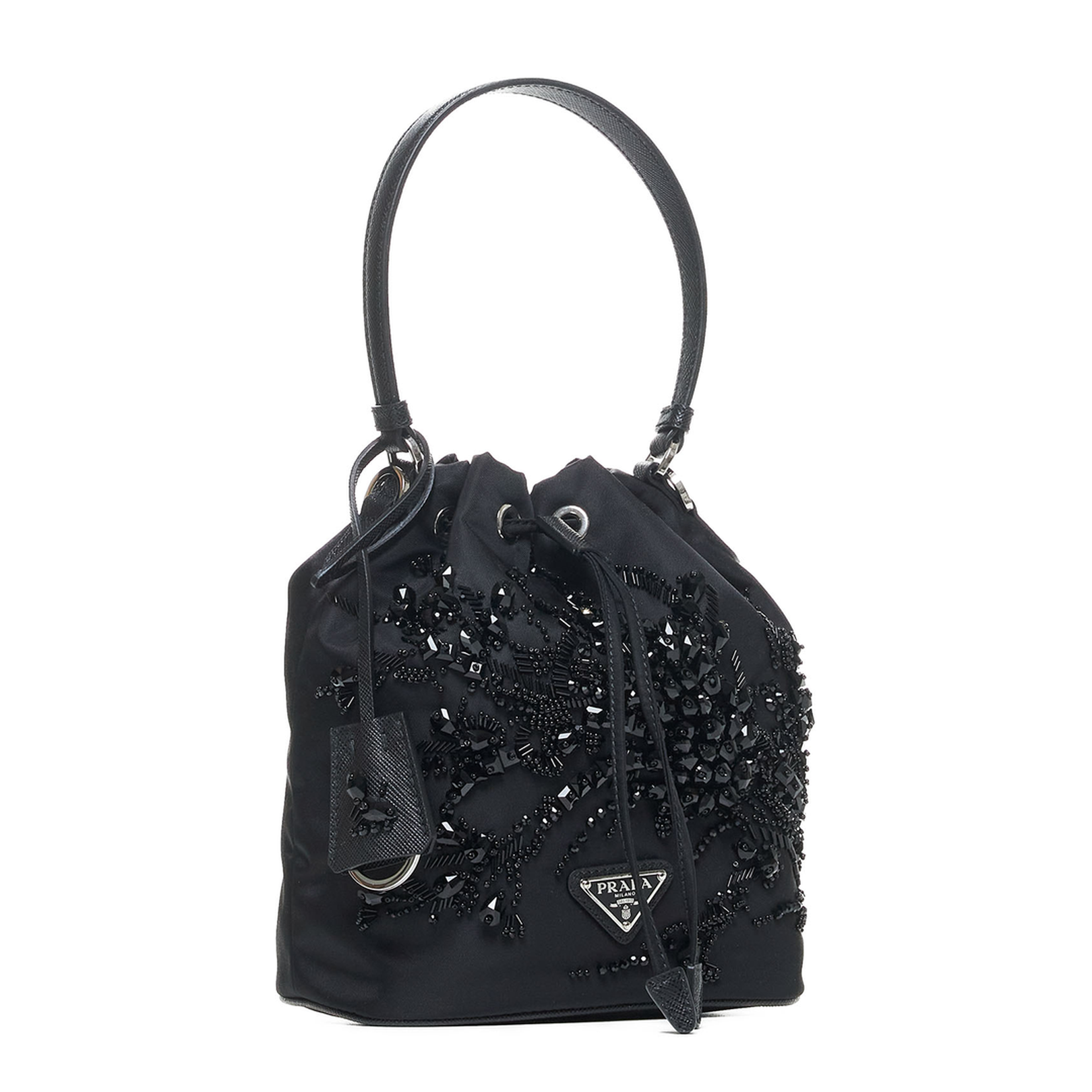 Crystals Re-Nylon Mini Bucket Bag