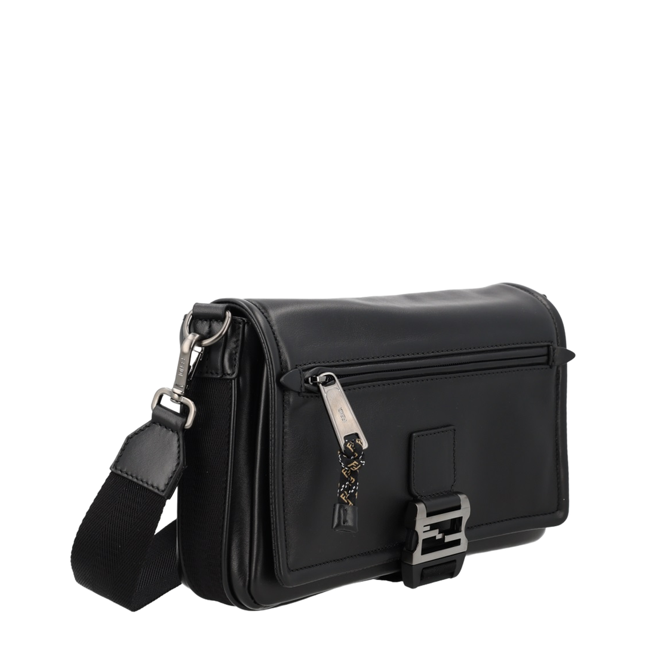 Flux Messenger Leather Crossbody Bag - Black