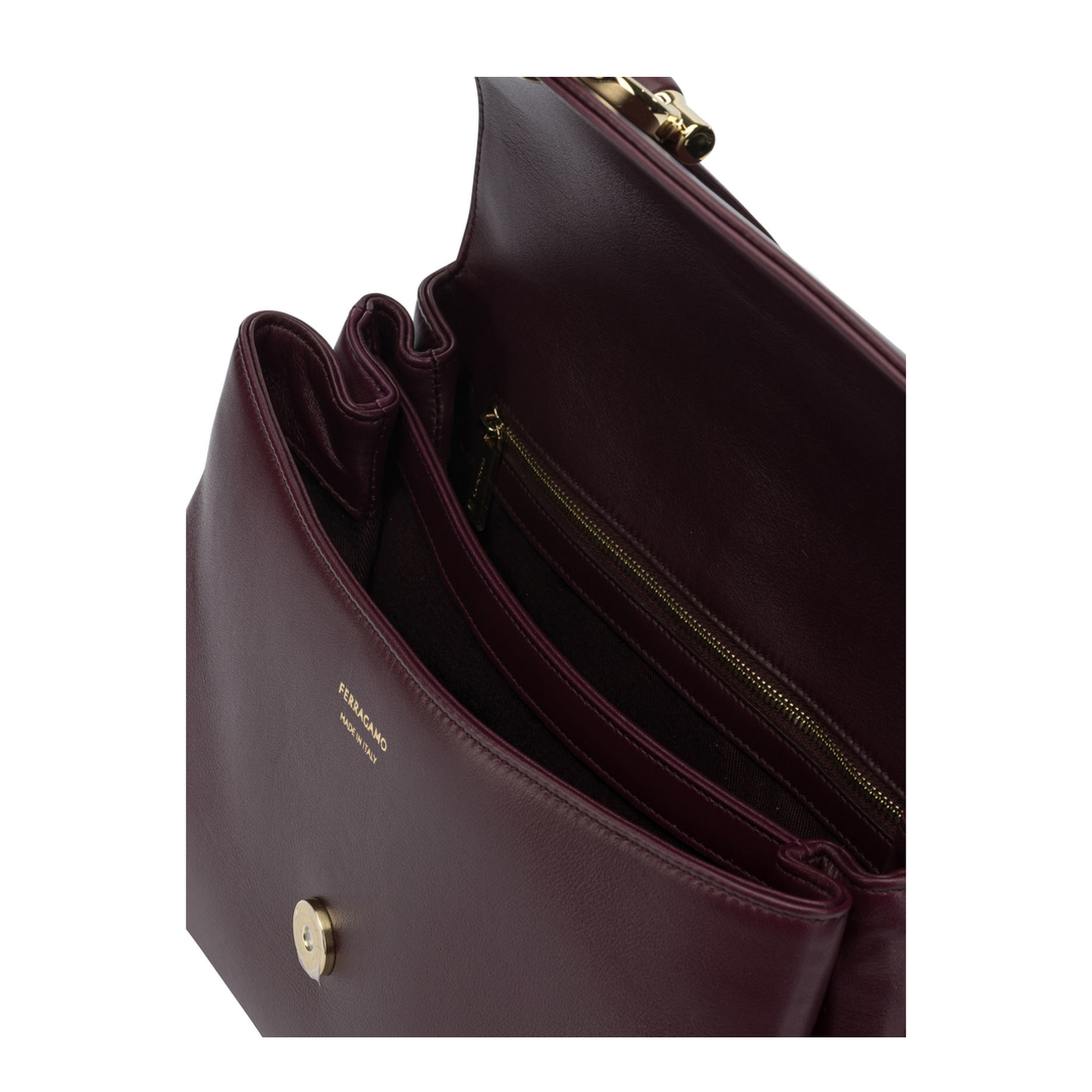 Gancini Soft Medium Calfskin Handbag - Claret