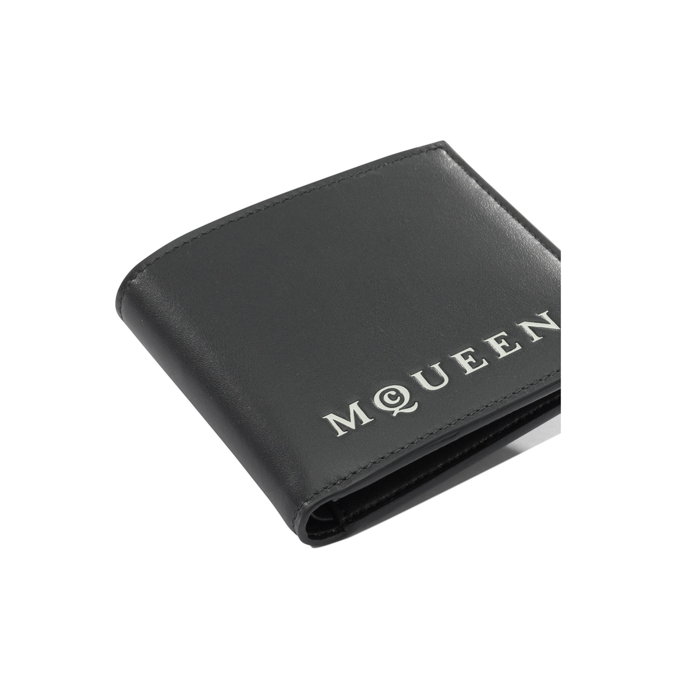 Alexander McQueen McQueen Bifold Wallet With Logo In Black Calfskin