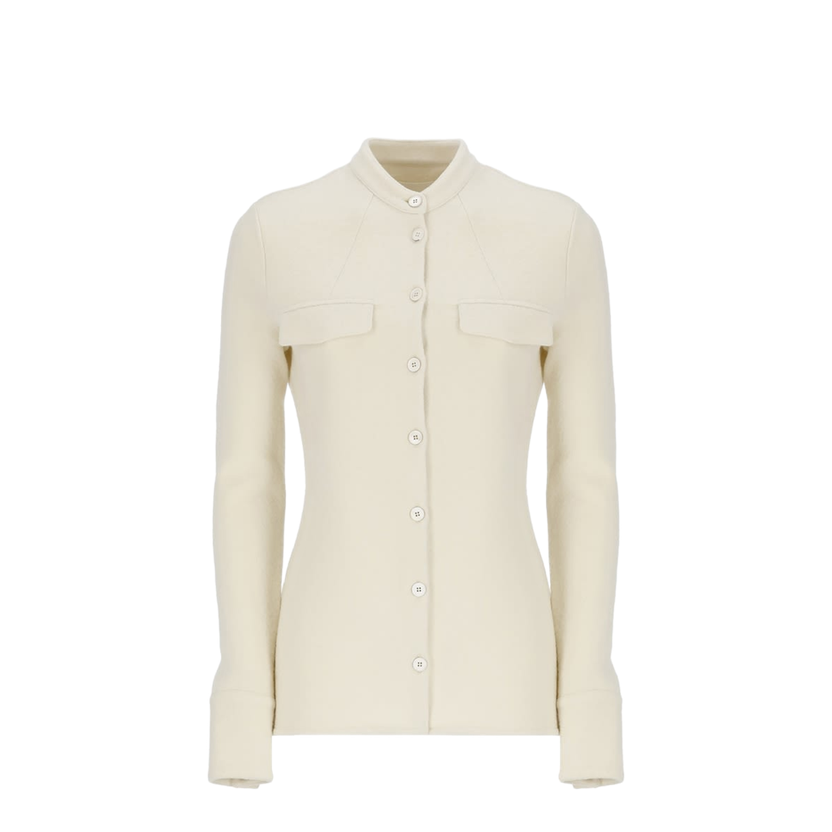 Ivory Stretch Wool Blend Shirt