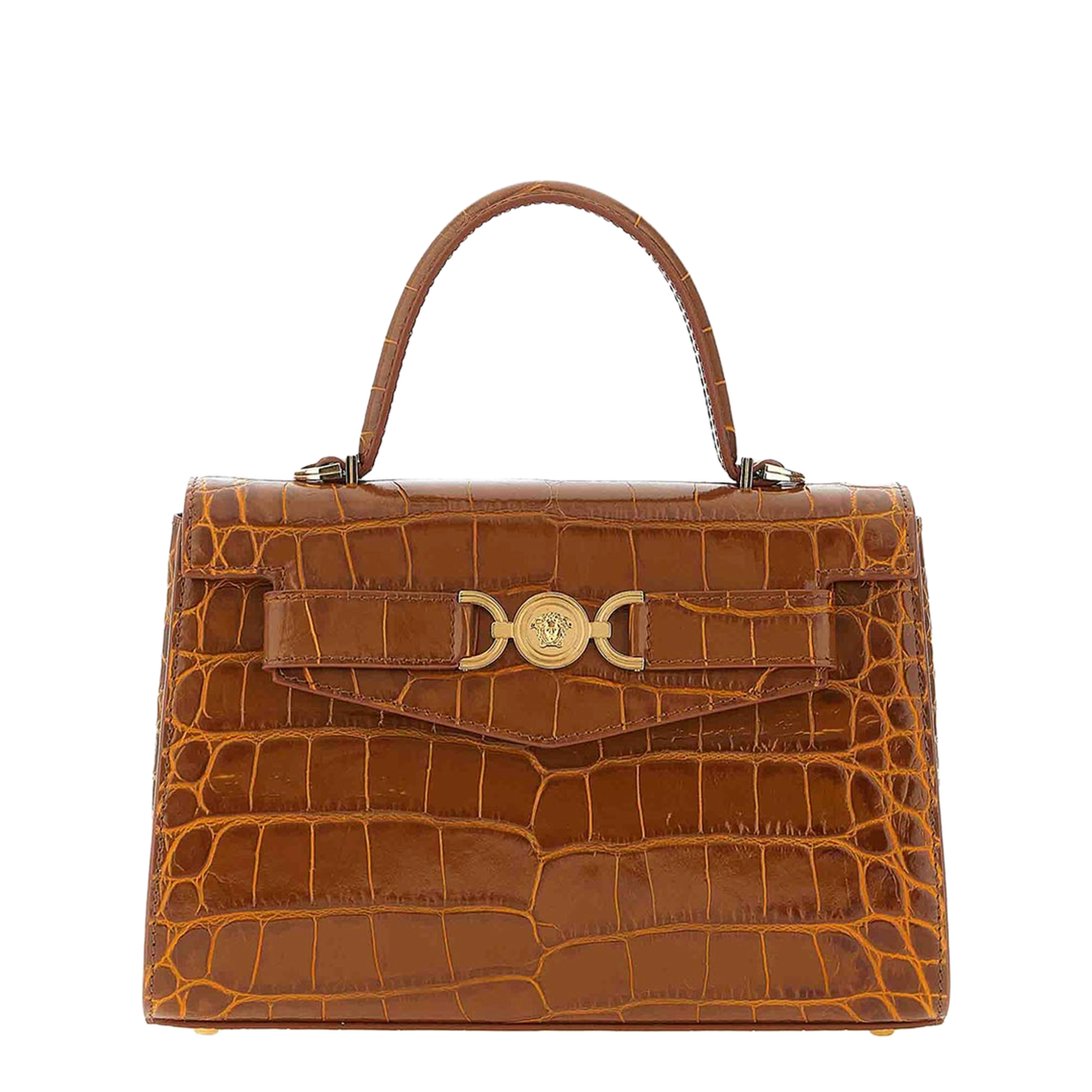 Medusa 95 Leather Handbag Brown