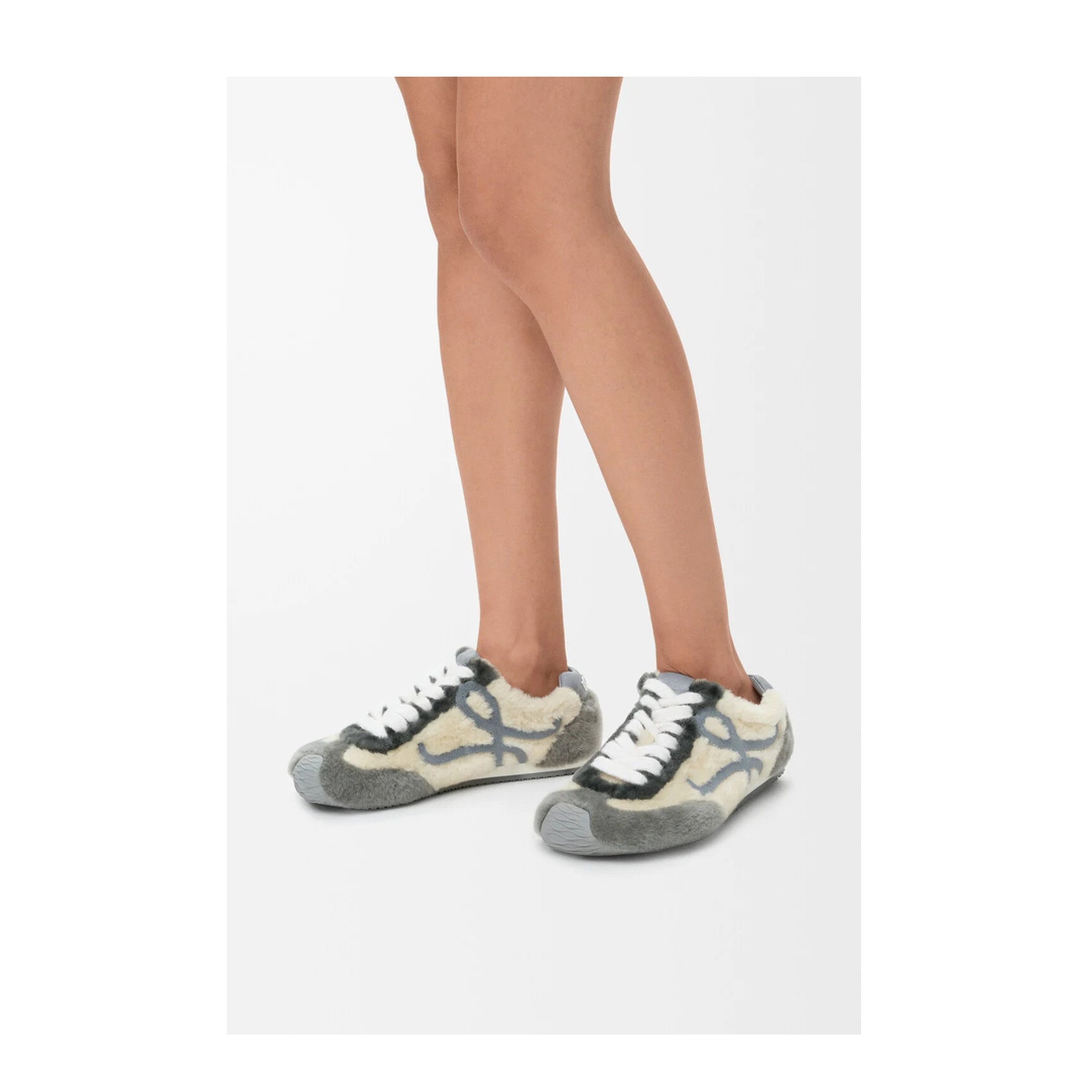 Ballet Runner Shearling Sneakers in White