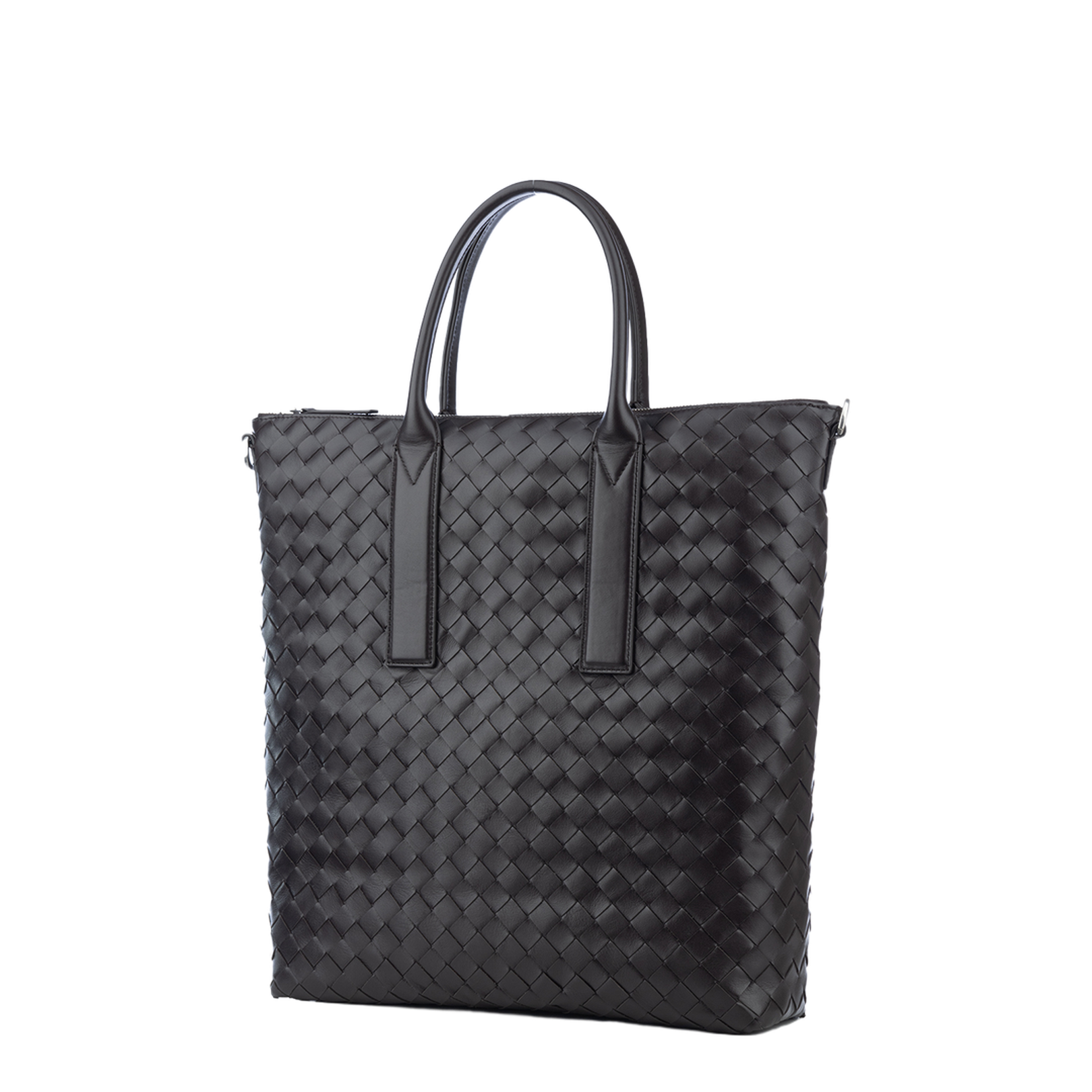 Intrecciato Leather Tote Bags - Black