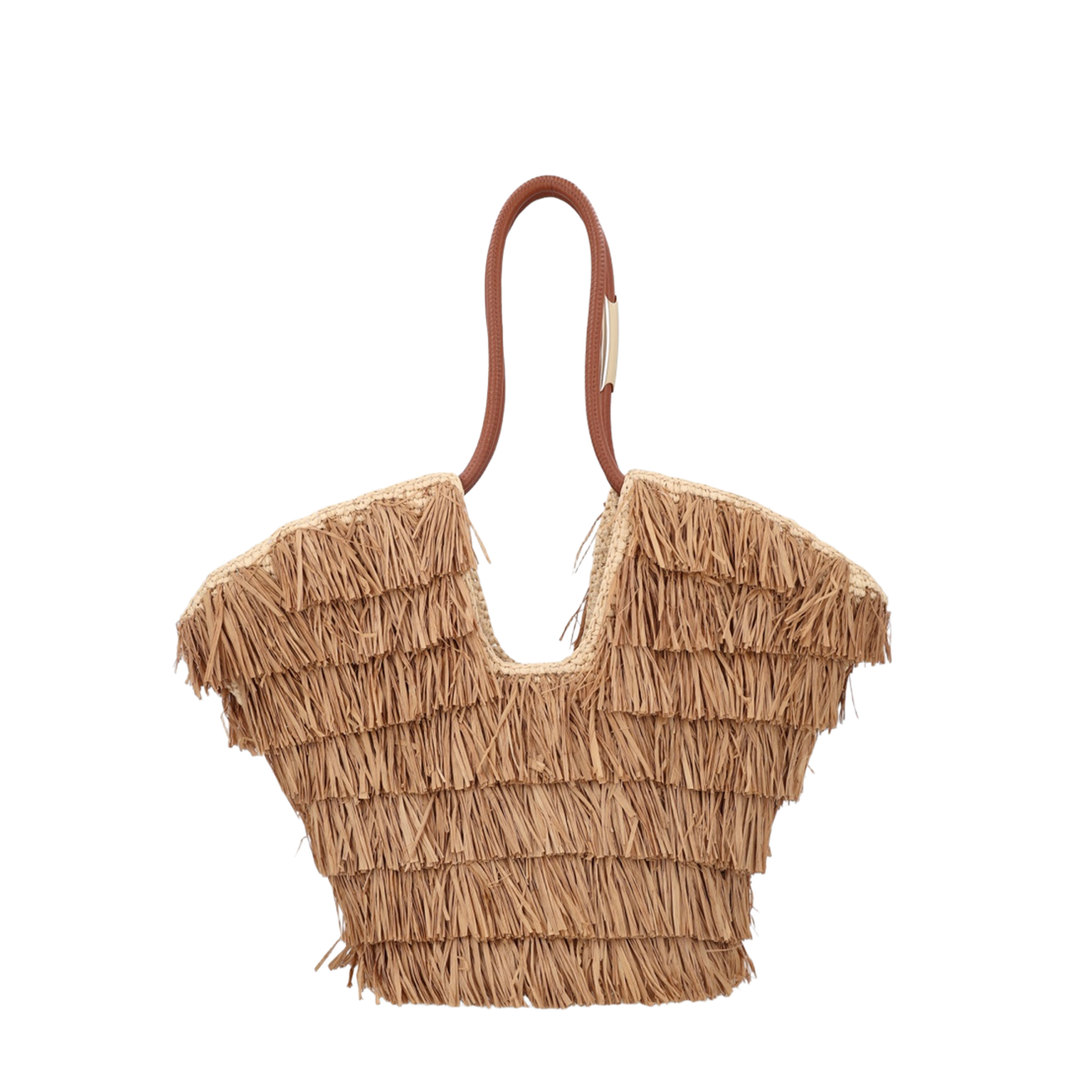 Goldentime Medium Fringed Tote Bag - Brown