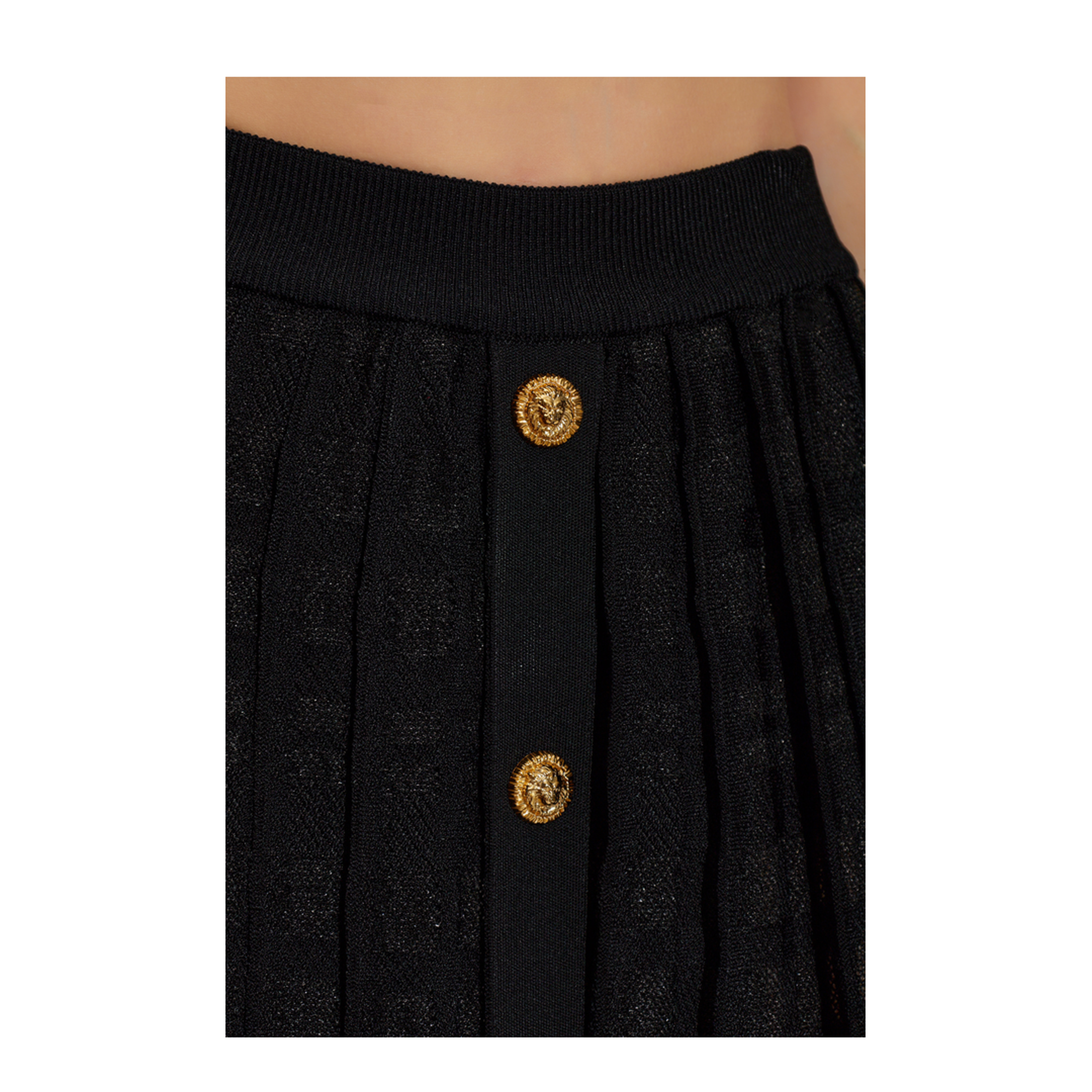 Scottish Plaid Knit Pleated Skirt Black