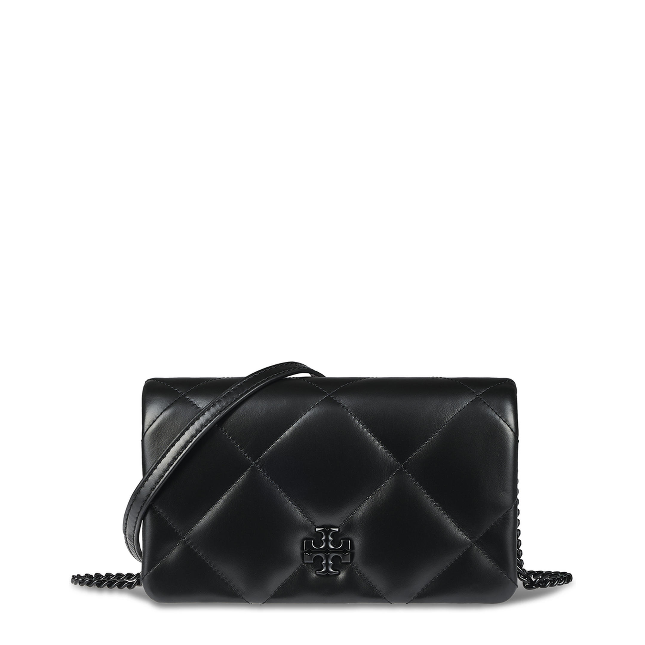 Black Kira Diamond Quilt Wallet on Chain