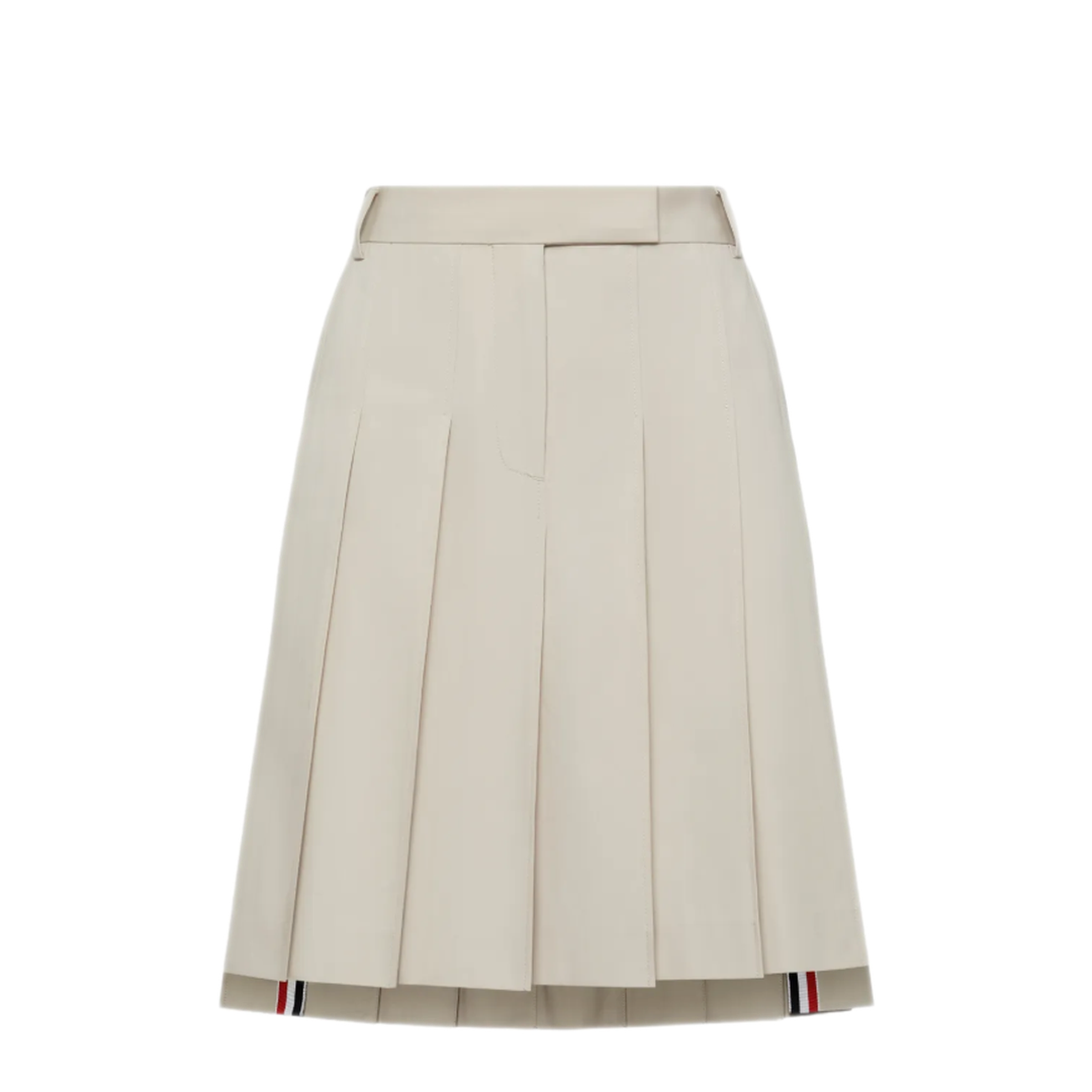 MAYFEYR - Thom Browne - Bermuda Length Front Fly Pleated Skirt With Gg Details In Wrinkle Free Cotton Suiting - FGCA40UF1063260