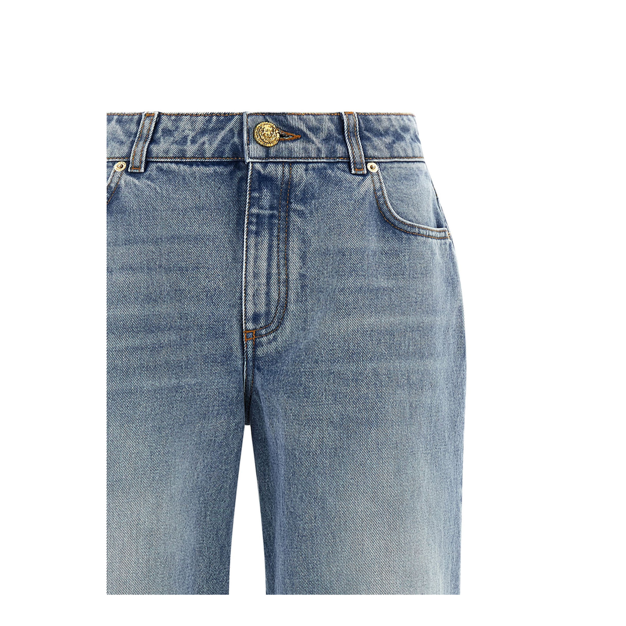 Straight-Leg Faded Denim Jeans