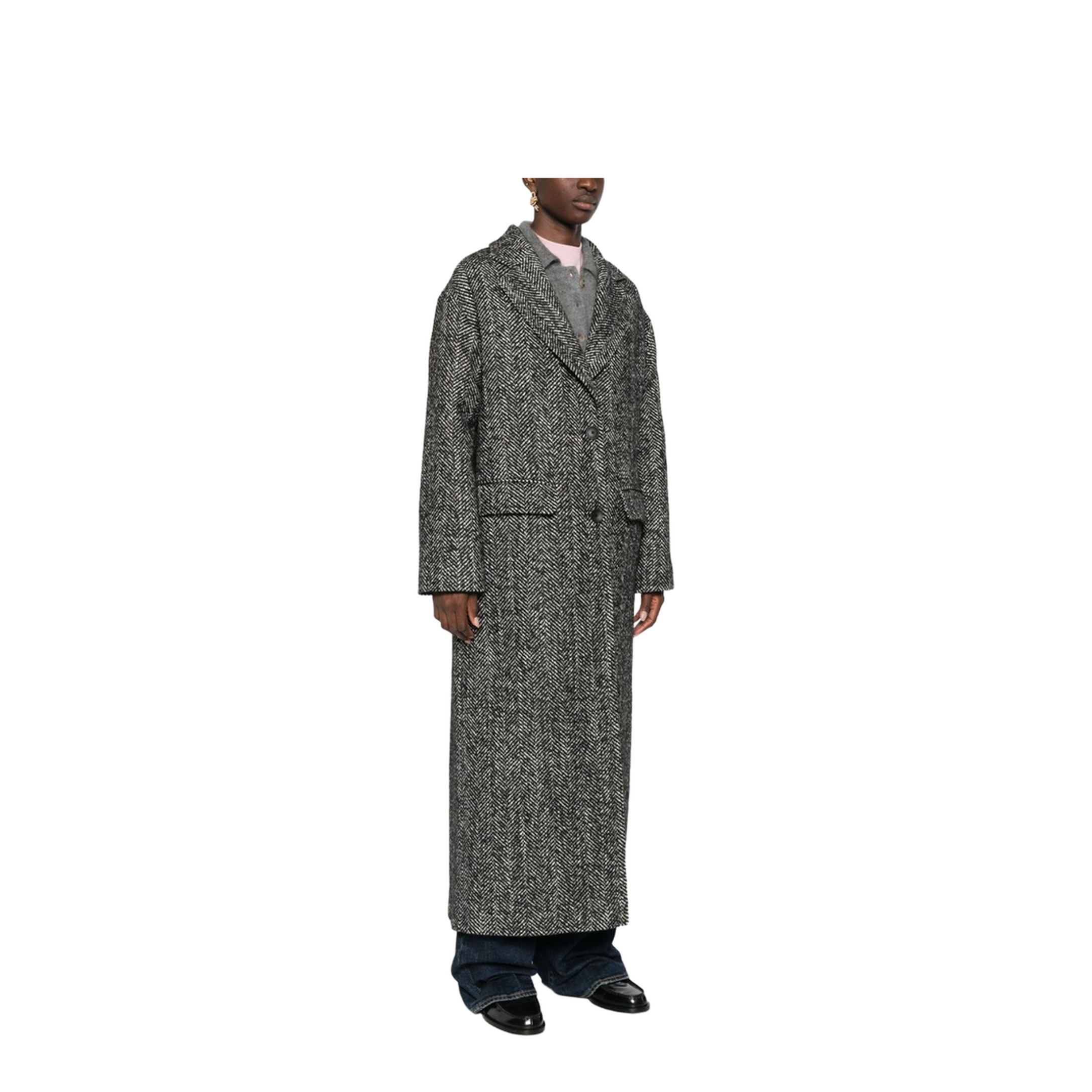 Wool Blend Single-breasted Coat Black