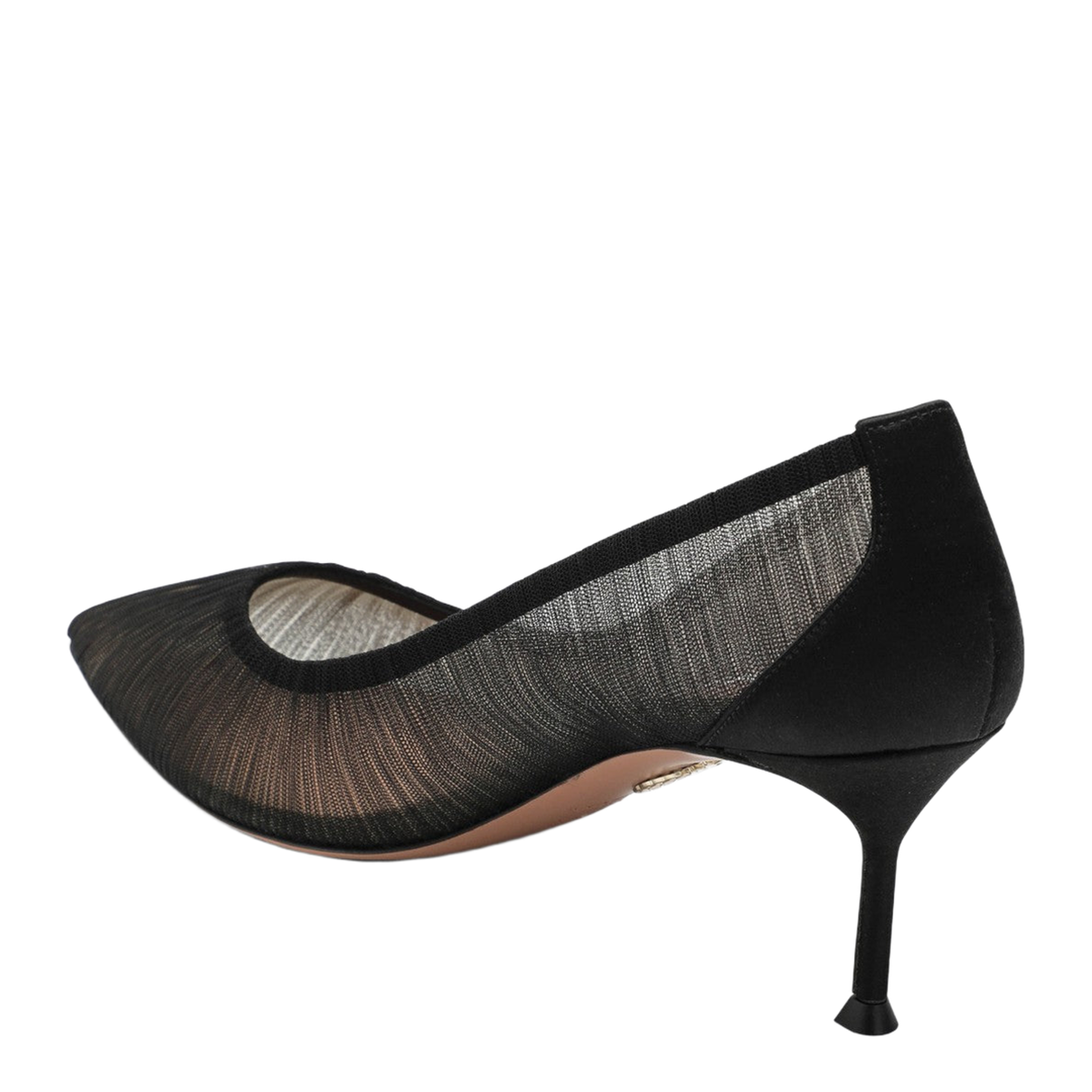 Voile Black Pumps in Satin and Mesh