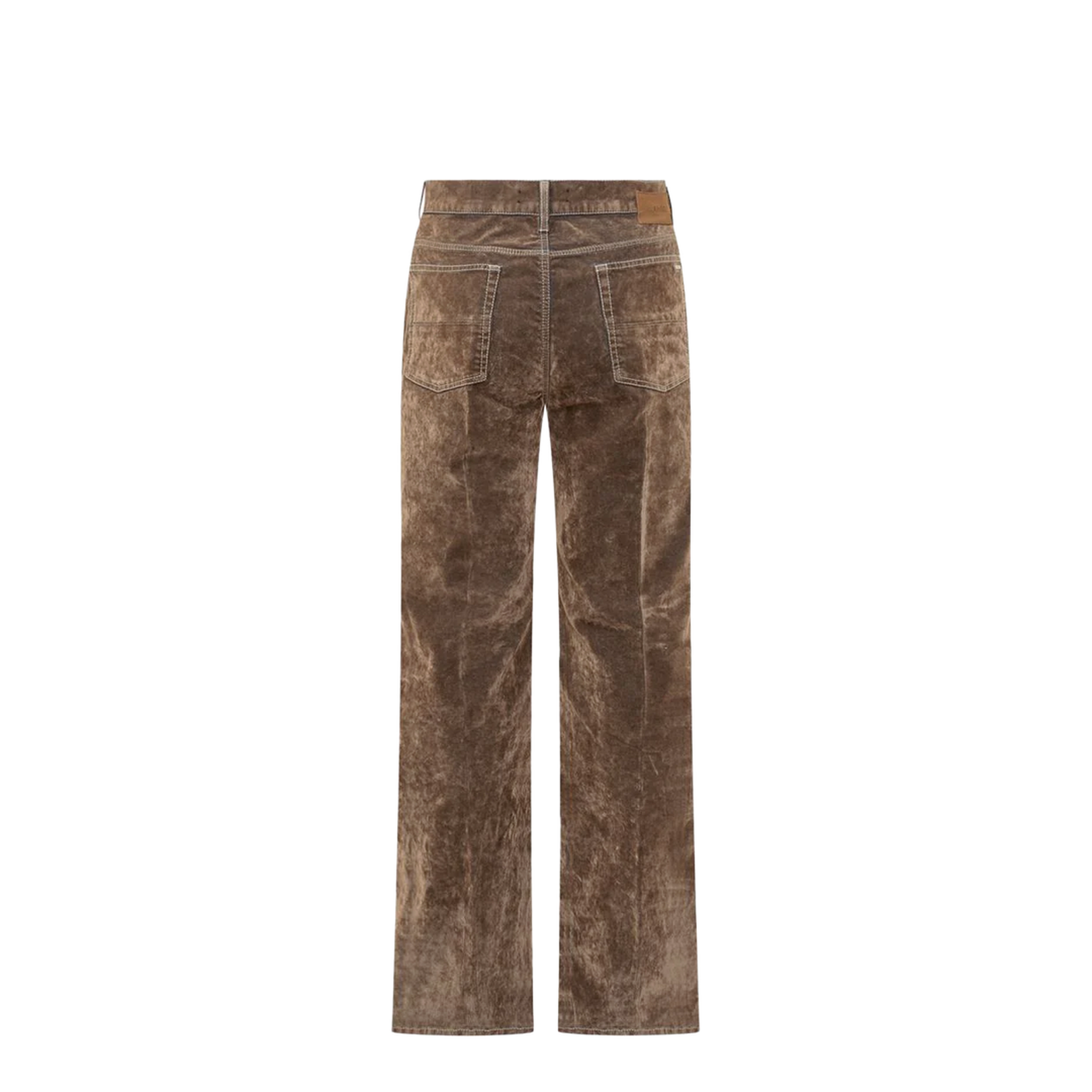 Brown Velvet Straight Leg Pants