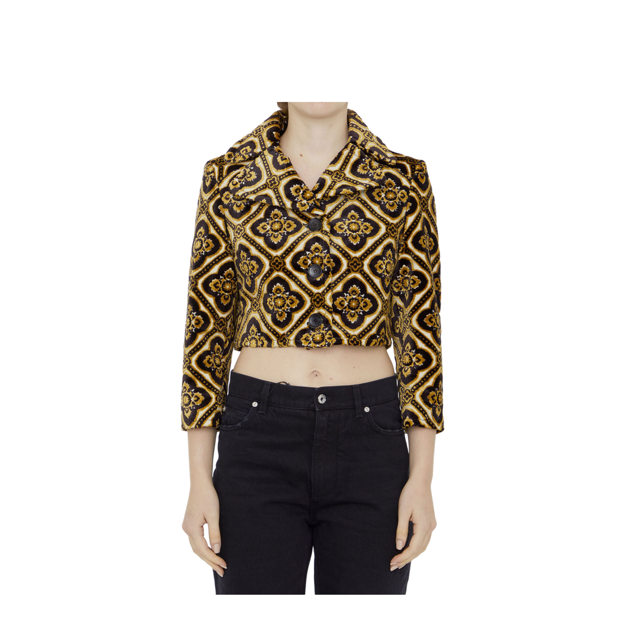 Cropped Jacket Jacquard Velvet