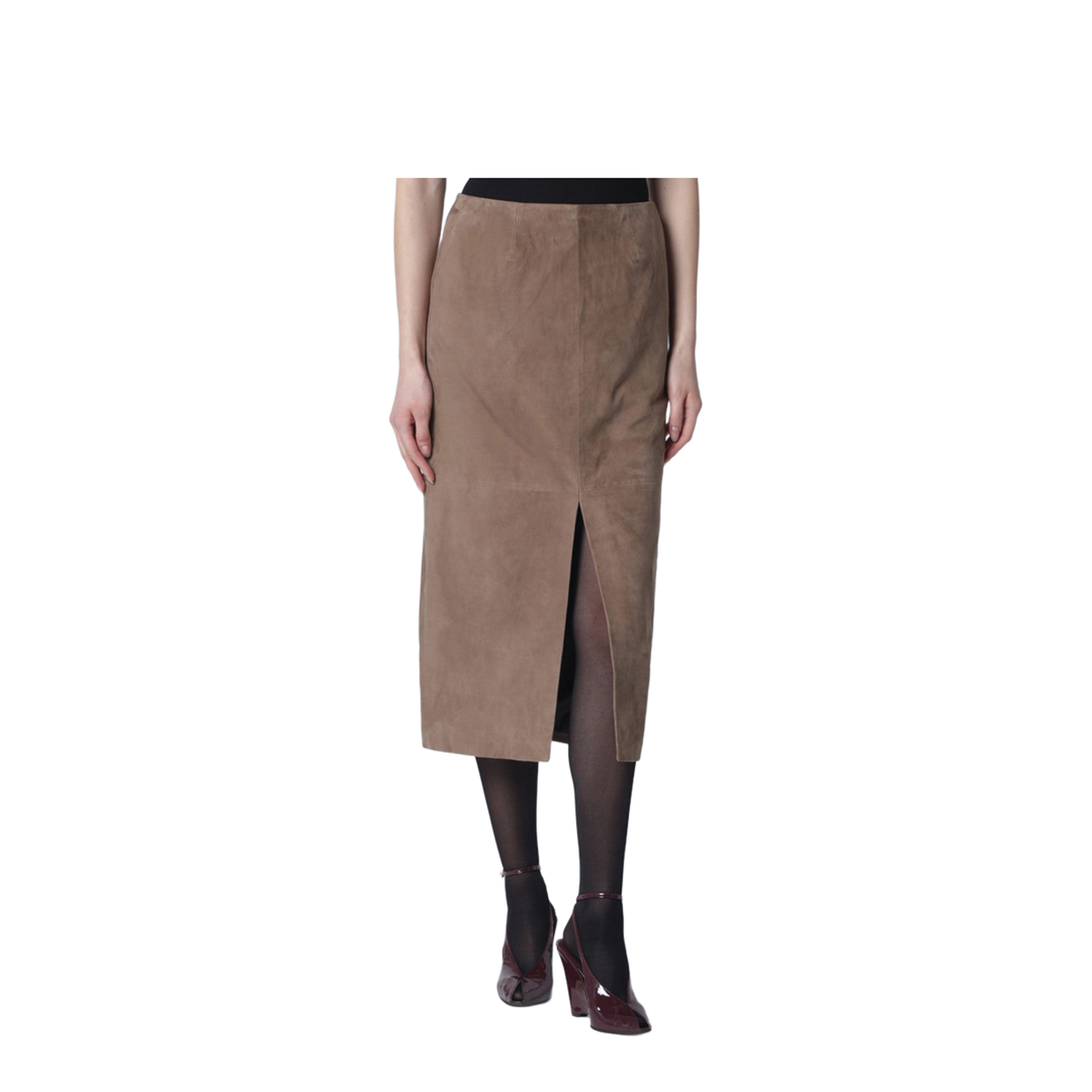 Brown Suede Pencil Skirt