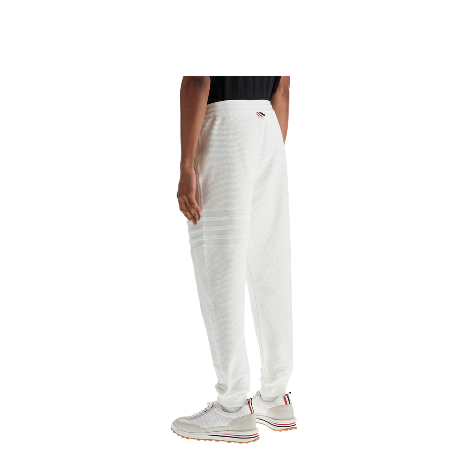 White Cotton Sweatpants with 4 Stripes
