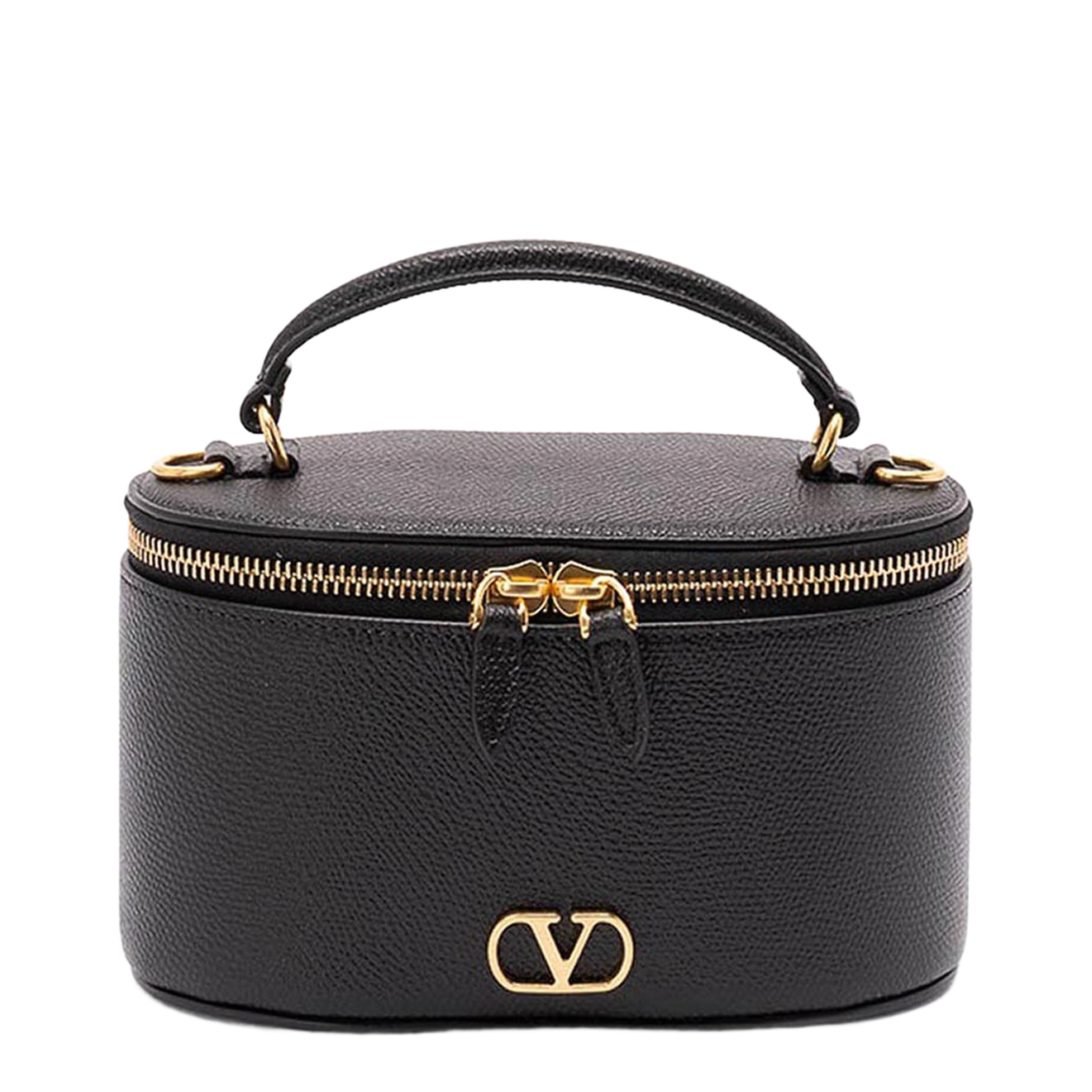 VLogo Signature Mini Vanity Bag Grainy Calfskin - Black