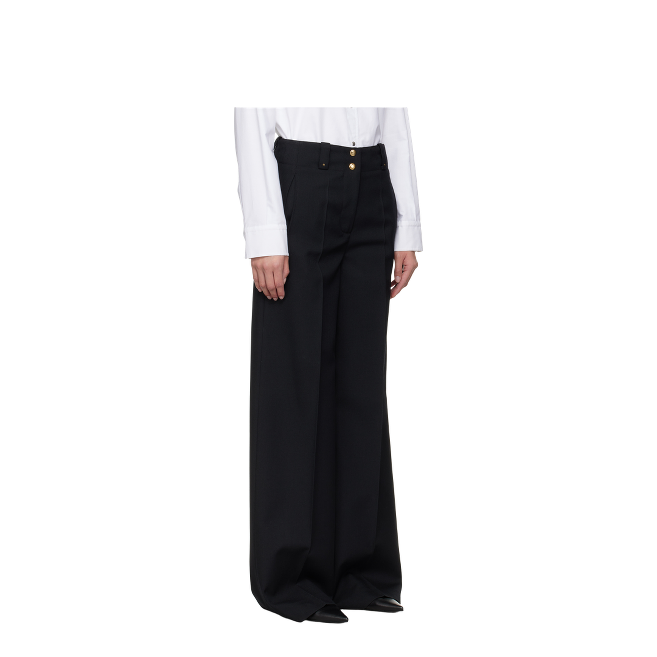 Black Polyester Blend Palazzo Pant