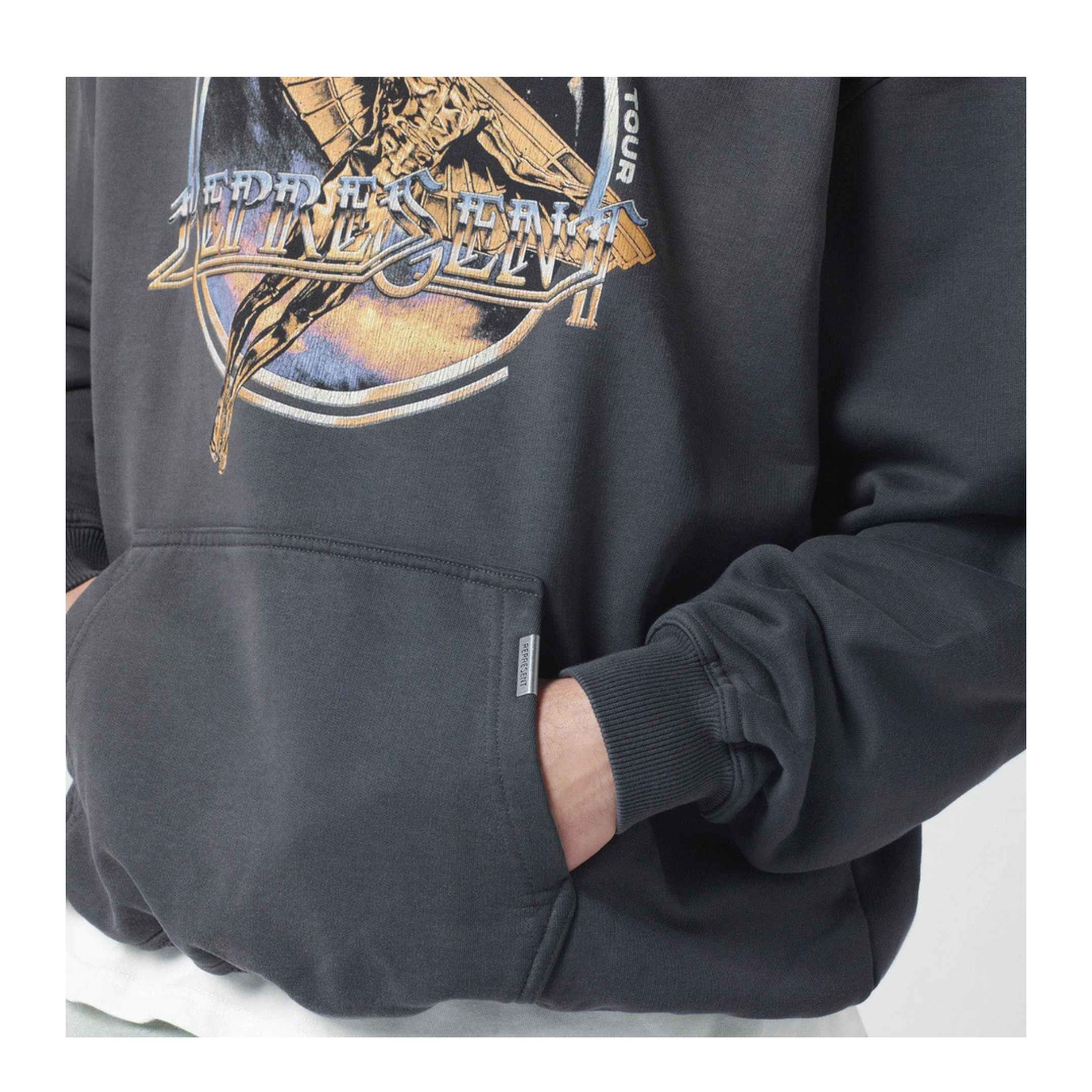 MAYFEYR - Represent - Grey Hoodie With Logo Print - MLM100822CO46