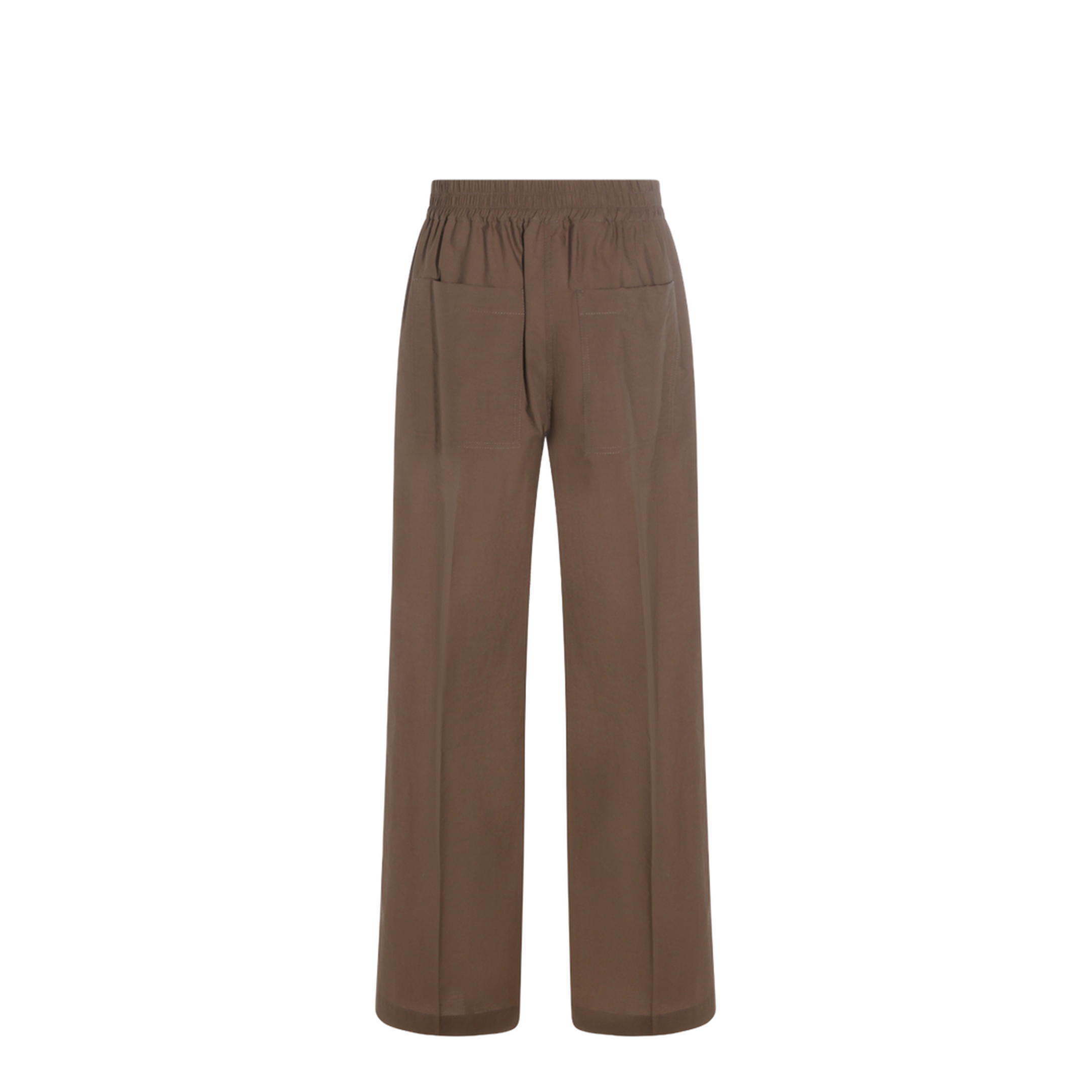 Wide-leg Trousers in Cotton and Nylon Poplin with Elasticated Waistband