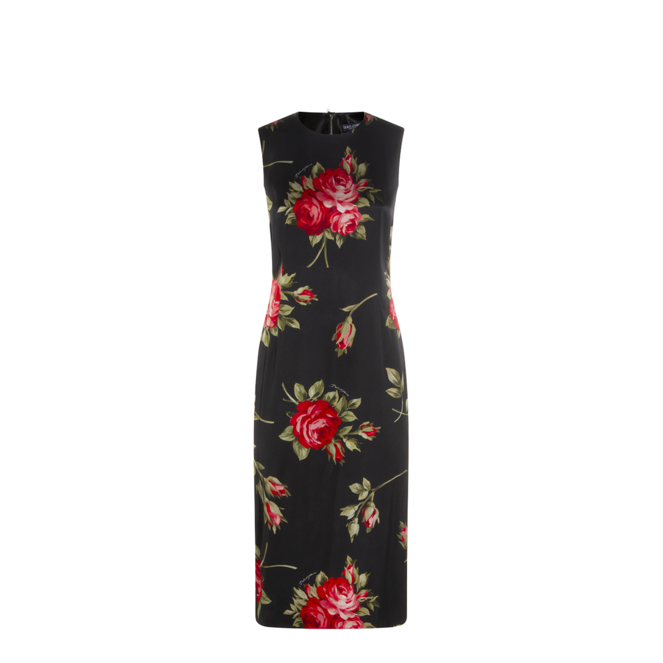 Bouquet Rose Print Satin Midi Dress