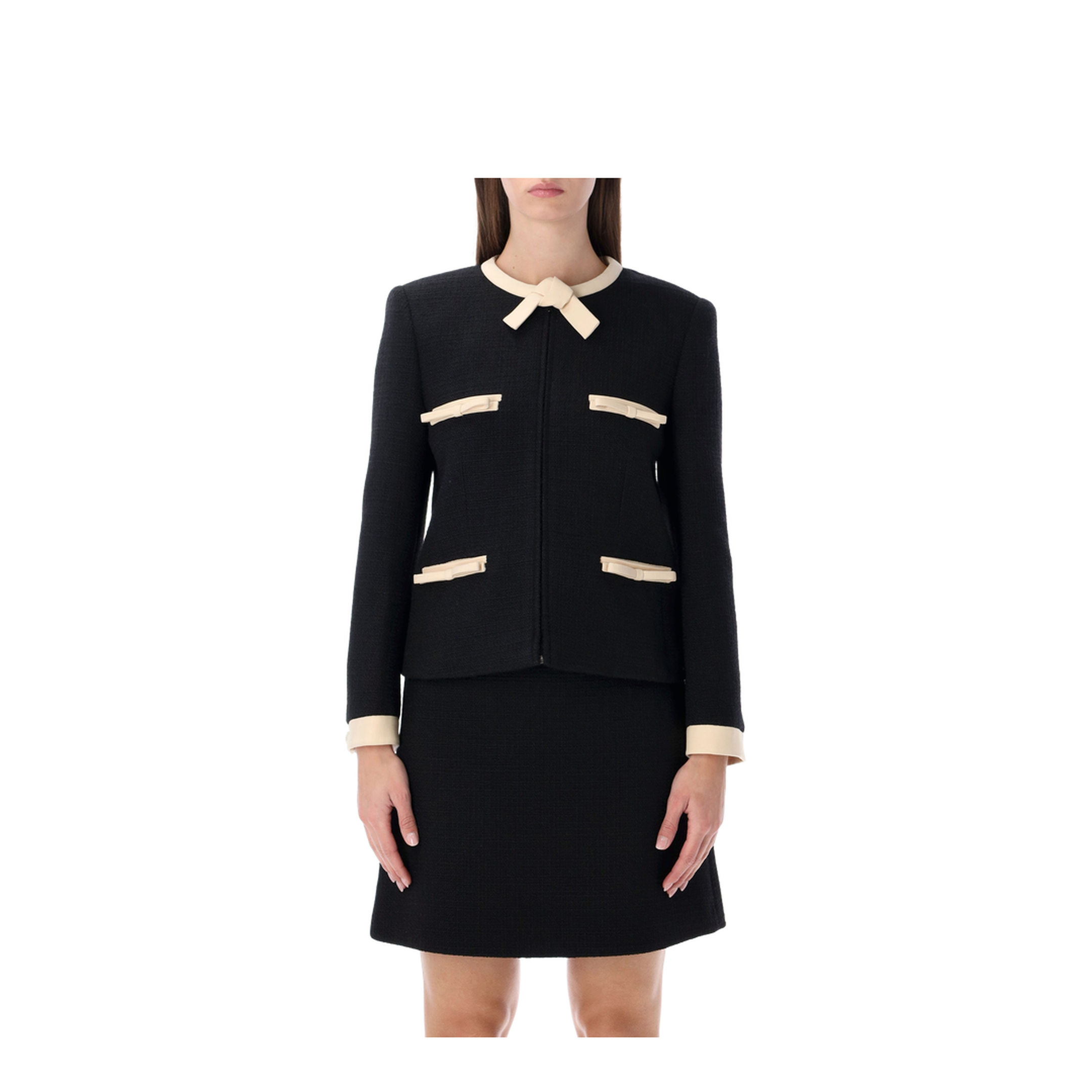 Tweed Jacket Multi Ribbon Black