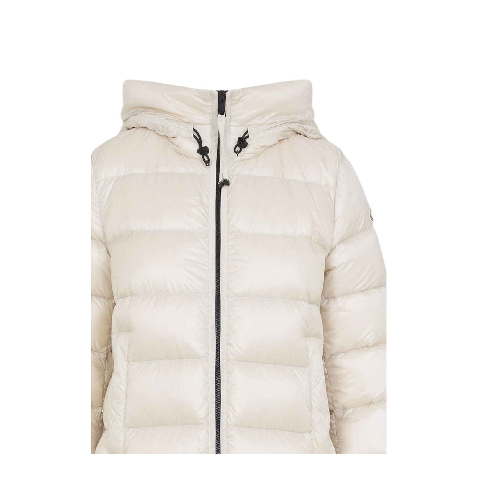Light Beige Hooded Mid-Length Down Jacket