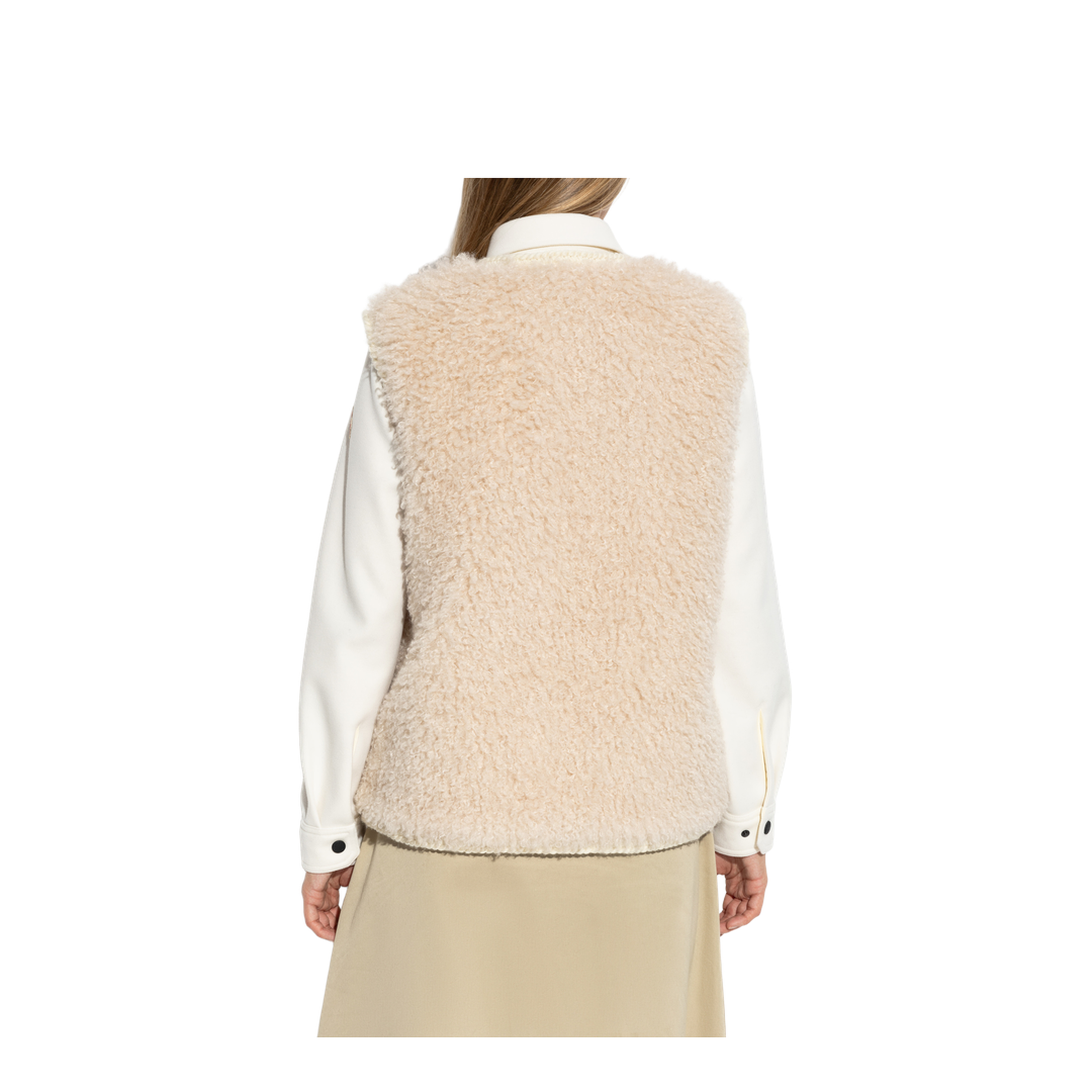 Light Beige Tournel Teddy Padded Gilet