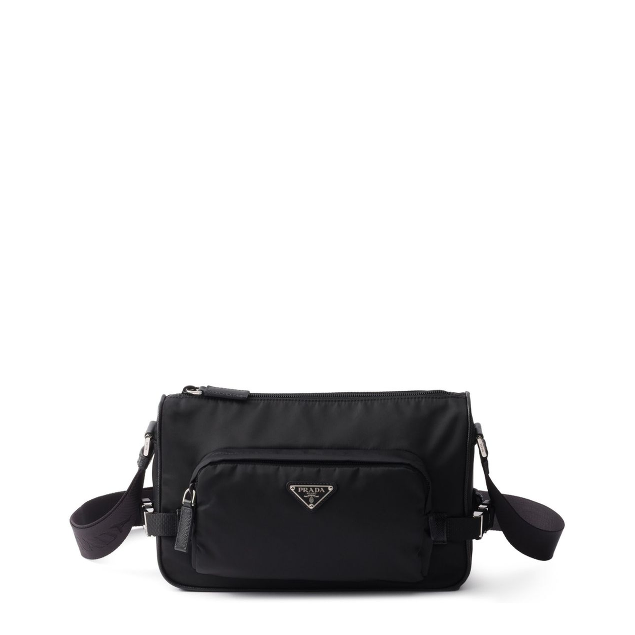 Black Medium Re-Nylon and Saffiano Leather Shoulder Bag