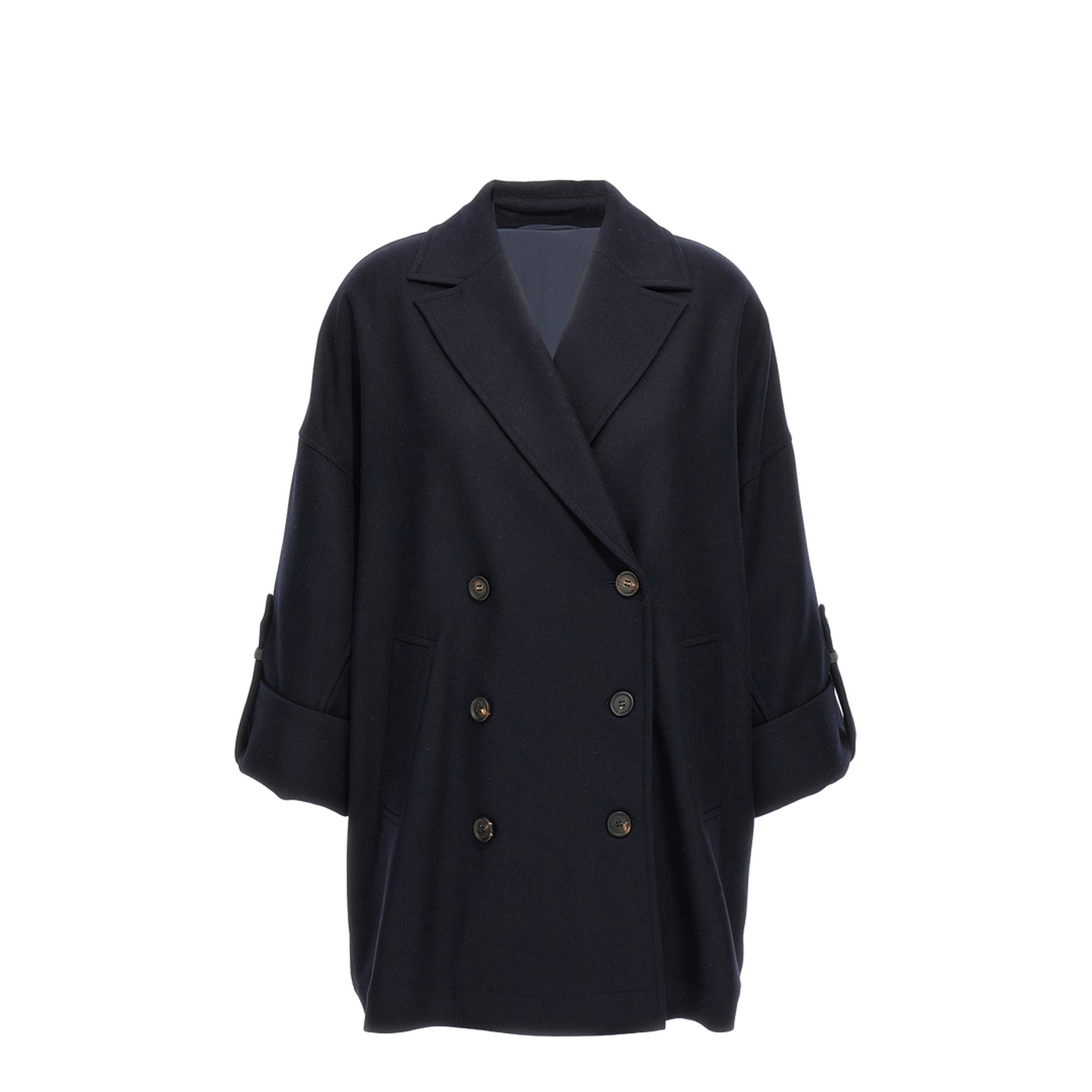 Shiny Cuff Details Caban Coat