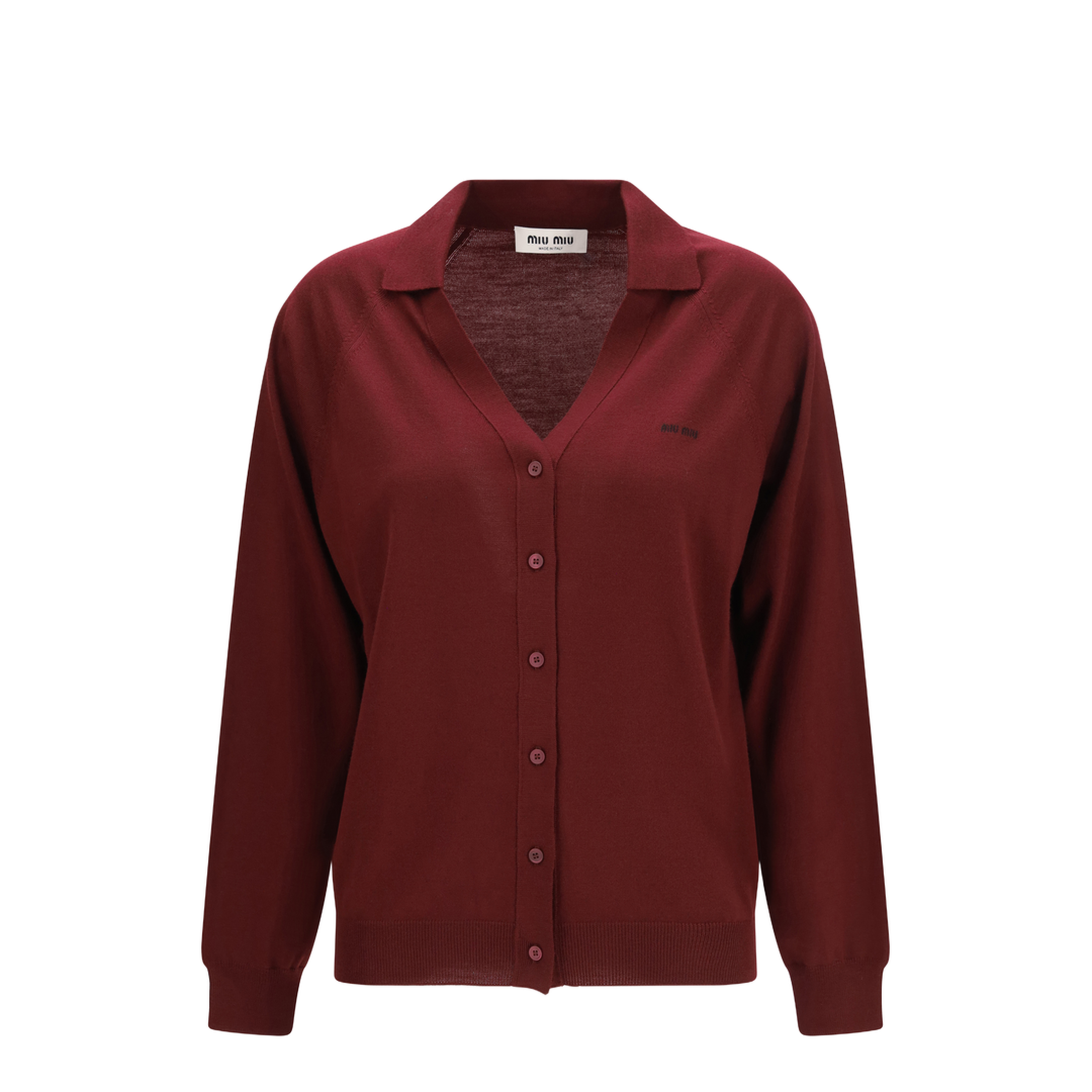MAYFEYR - Miu Miu - Virgin Wool Cardigan With A Collar - MMF02ZSOOO16WJ